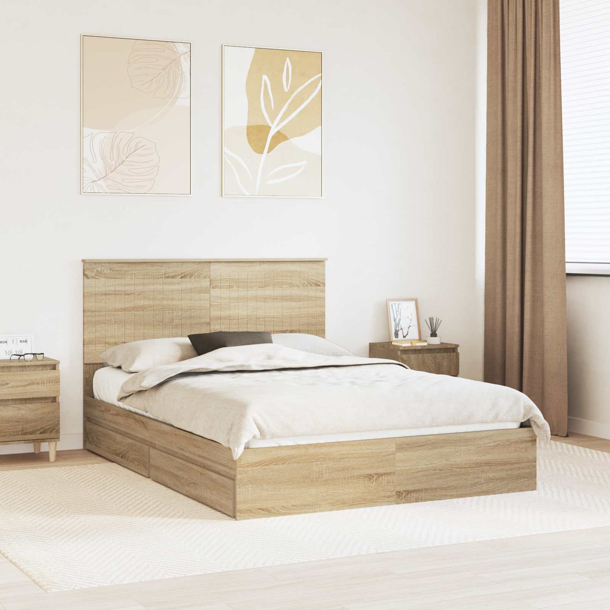 Krevet s od storage Sonoma hrast 135 x 190 cm Konstruirano drvo