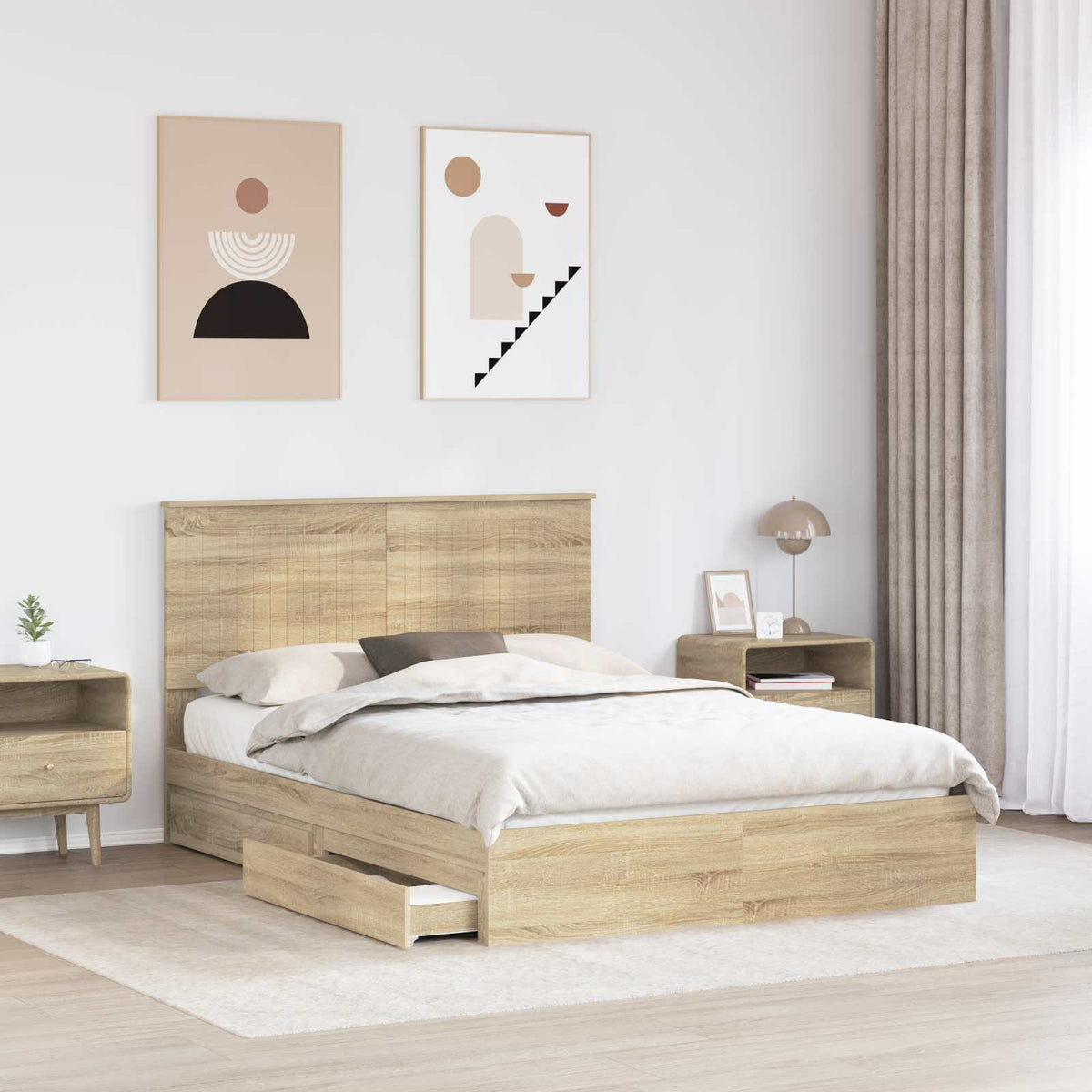 Krevet s od storage Sonoma hrast 135 x 190 cm Konstruirano drvo