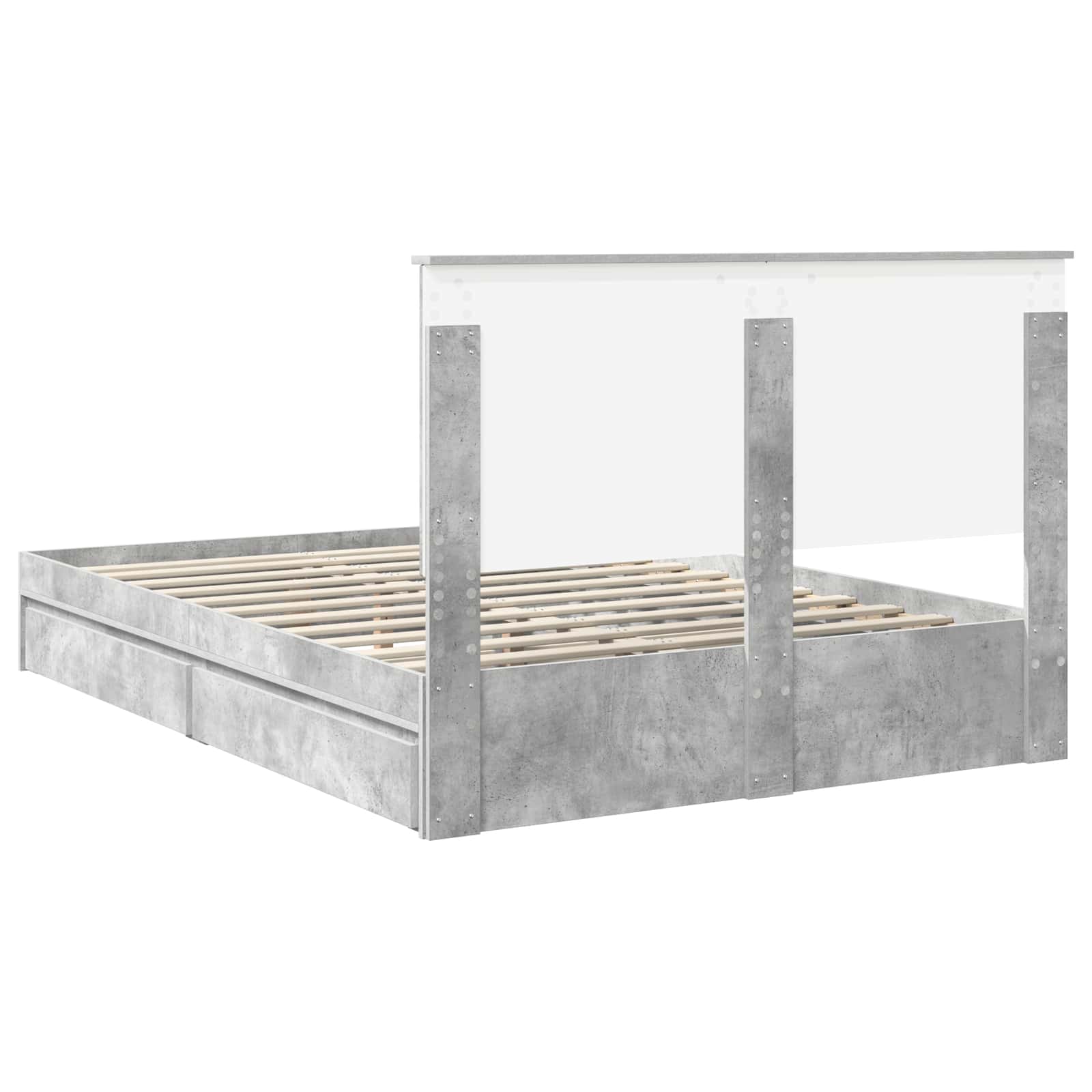 Krevet s od storage s uzglavljem Betonski sivi 135 x 190 cm