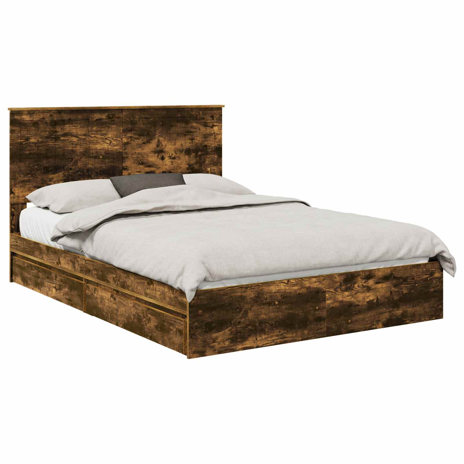 Krevet s od storage s uzglavljem Dimljeni hrast 135 x 190 cm