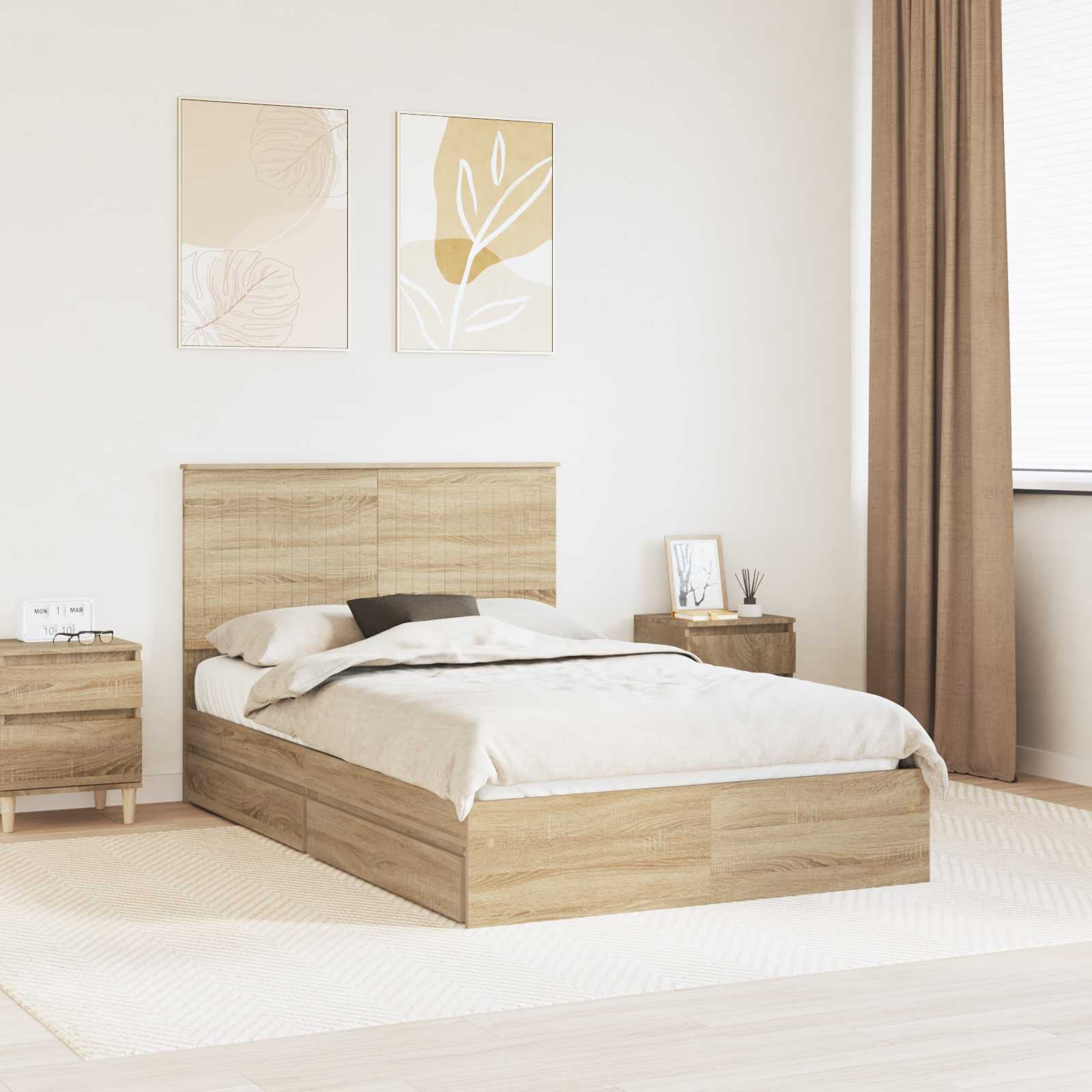 Krevet s od storage Sonoma hrast 120 x 200 cm Konstruirano drvo