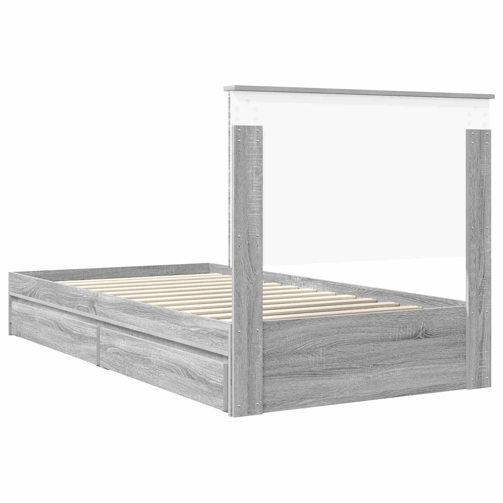 Krevet s od storage Siva Sonoma 100 x 200 cm Konstruirano drvo