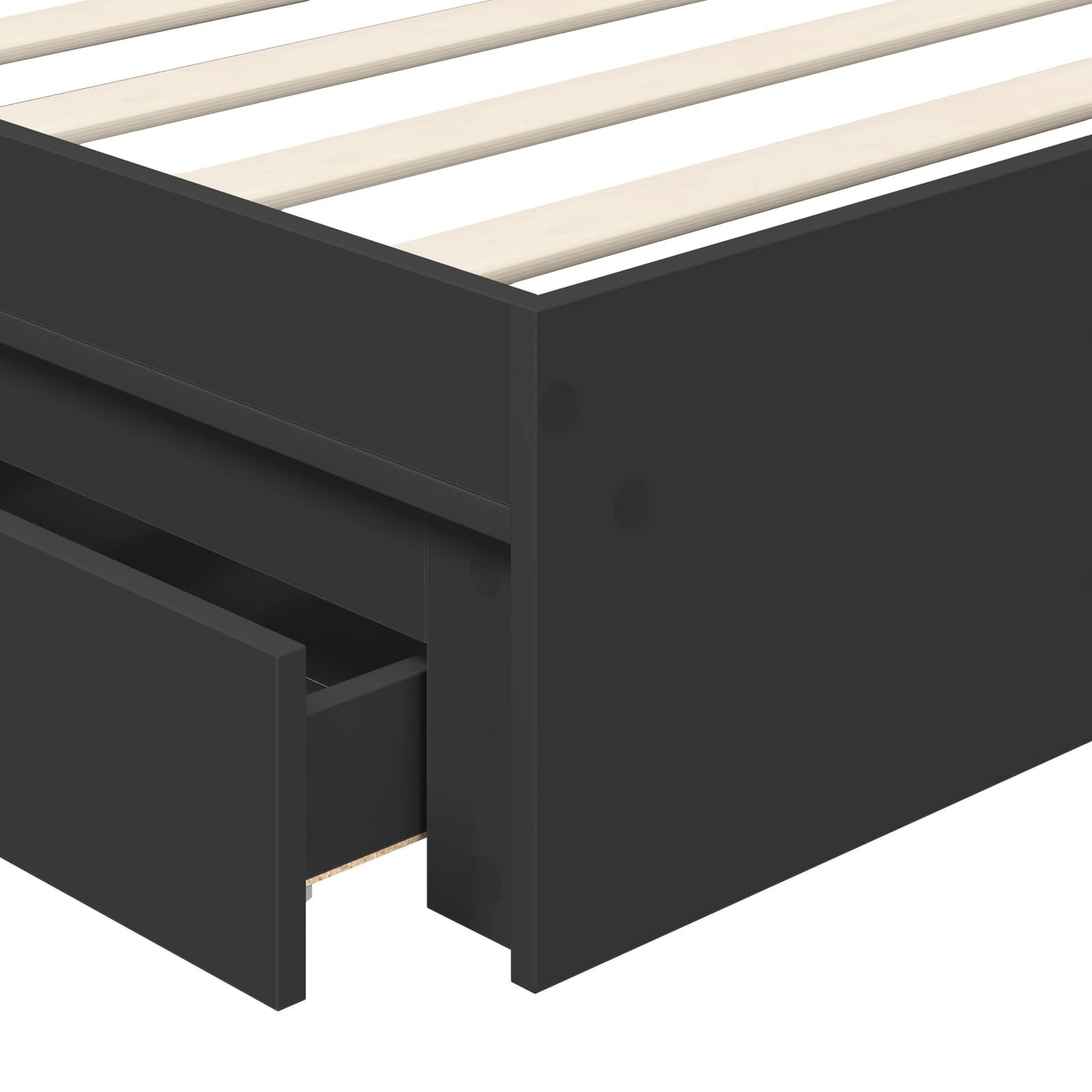 Krevet s od storage Crna 90 x 190 cm Konstruirano drvo