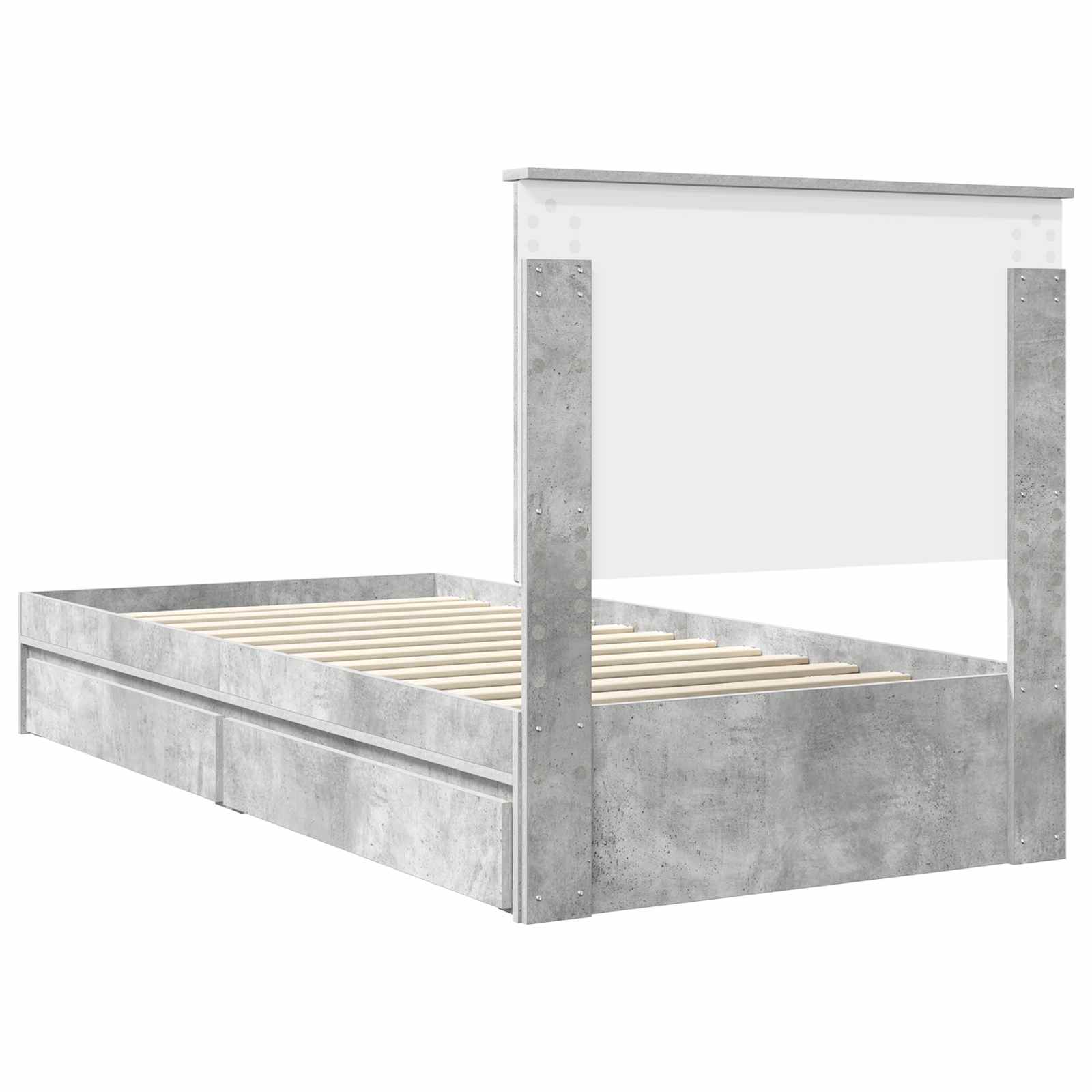 Krevet s od storage Betonski sivi 90 x 190 cm Konstruirano drvo