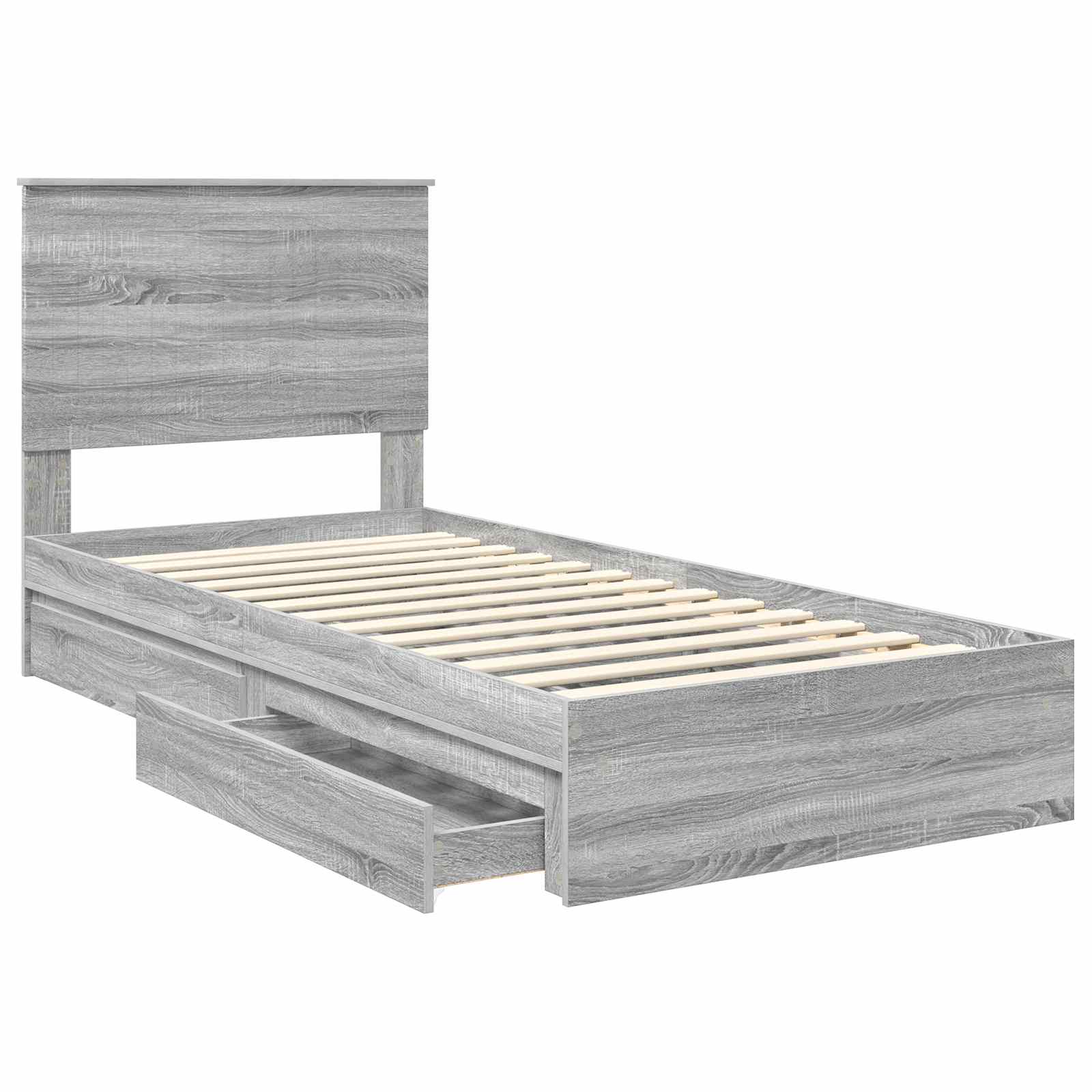 Krevet s od storage Siva Sonoma 90 x 190 cm Konstruirano drvo