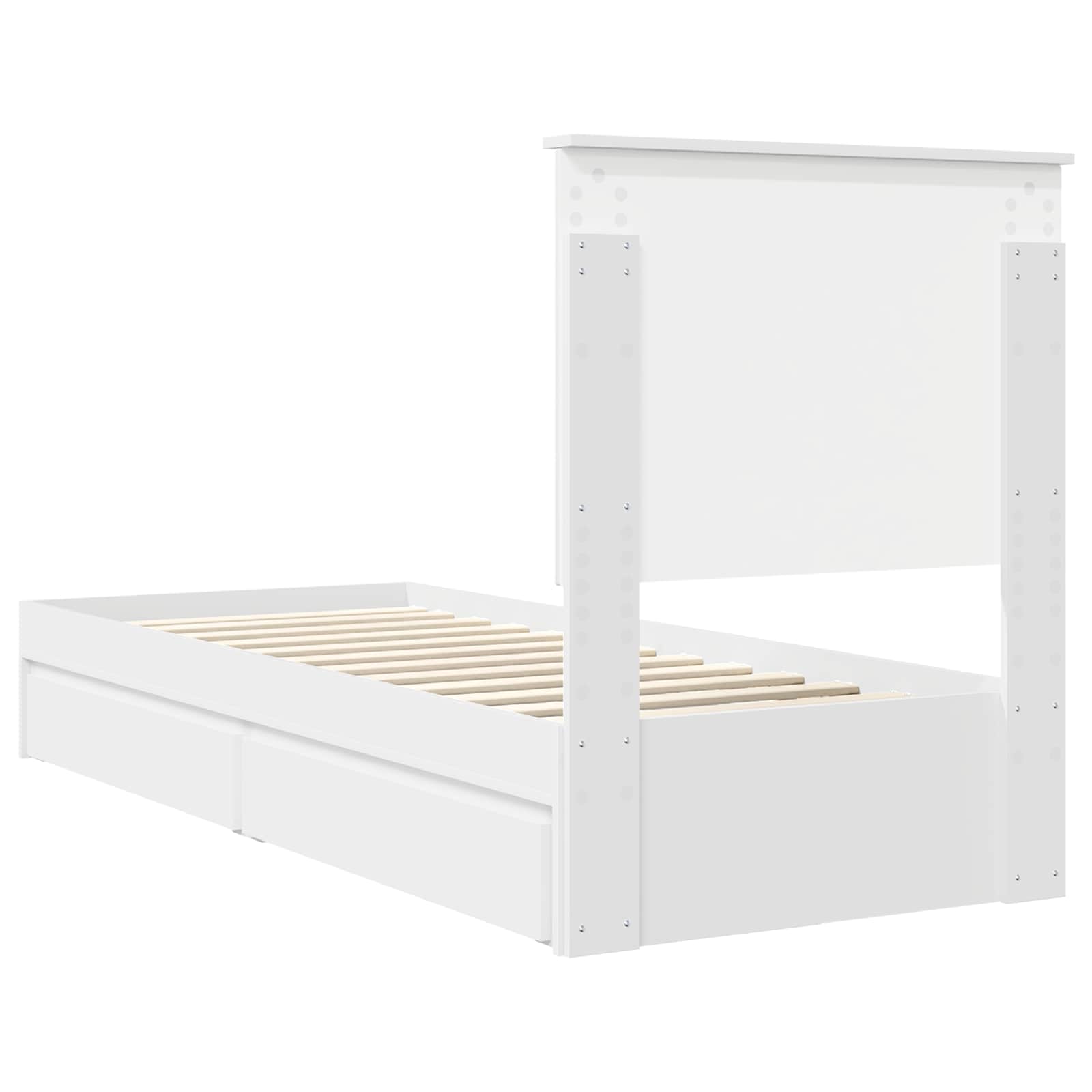 Krevet s od storage Bijelo 75 x 190 cm Konstruirano drvo