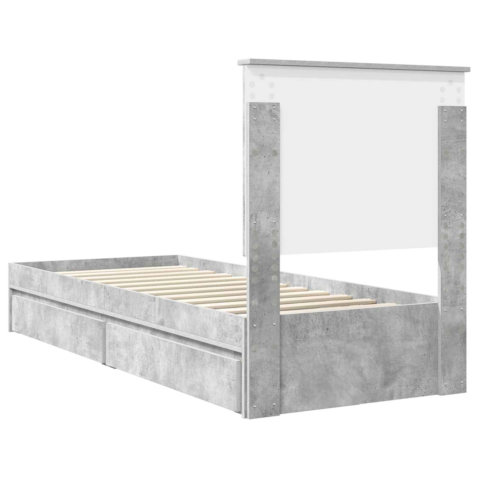 Krevet s od storage Betonski sivi 75 x 190 cm Konstruirano drvo