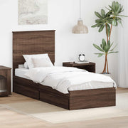 Krevet s od storage Smeđi hrast 75 x 190 cm Konstruirano drvo