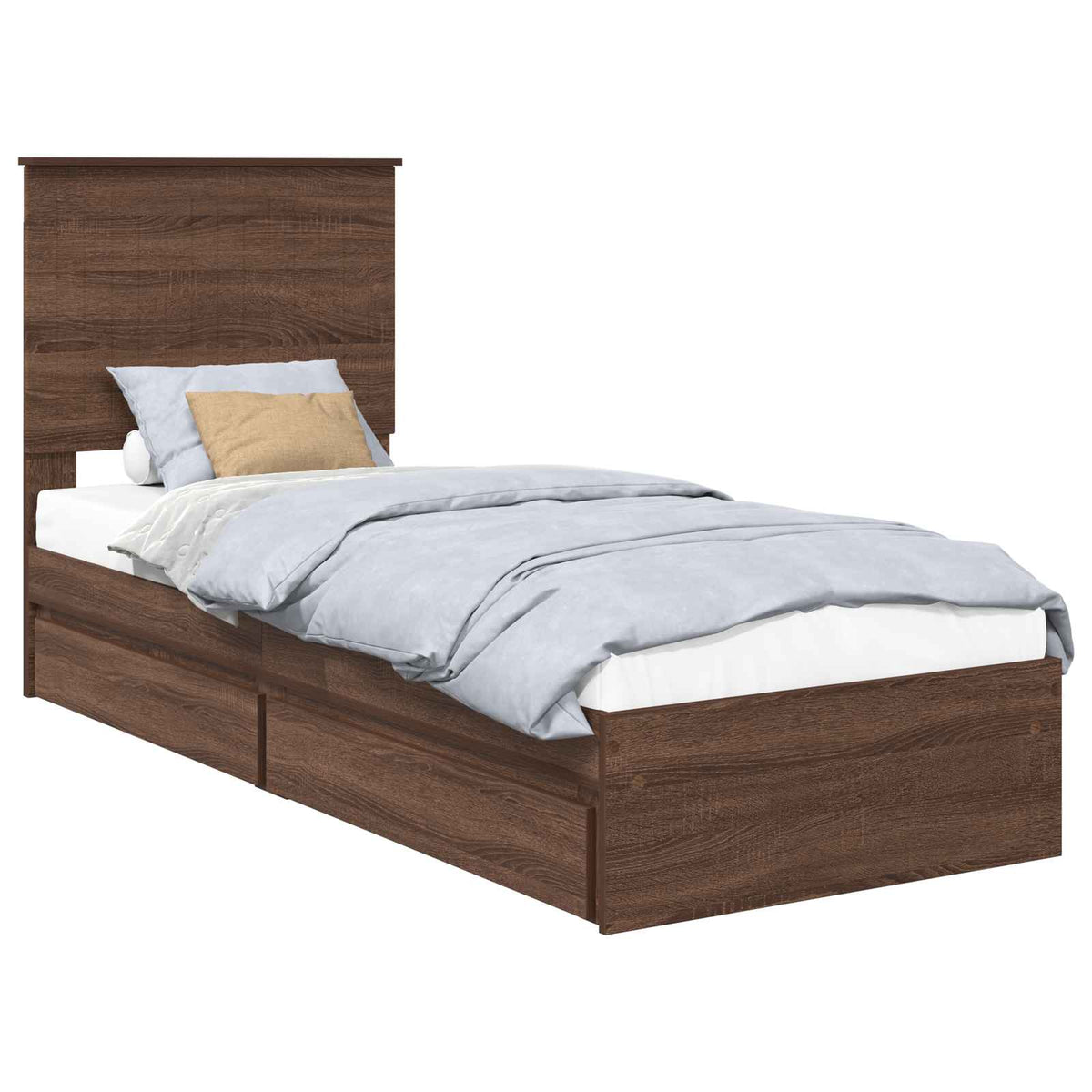 Krevet s od storage Smeđi hrast 75 x 190 cm Konstruirano drvo