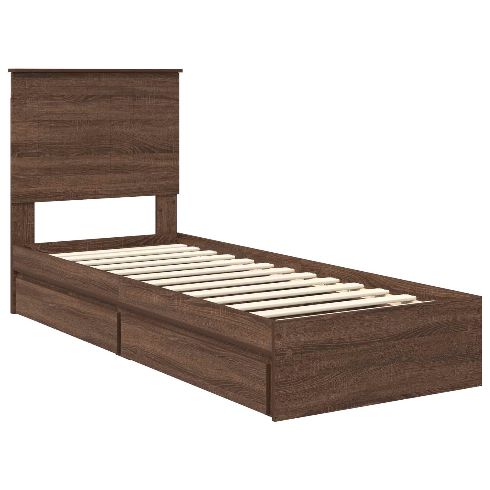 Krevet s od storage Smeđi hrast 75 x 190 cm Konstruirano drvo