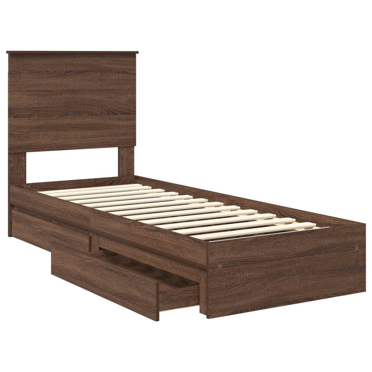 Krevet s od storage Smeđi hrast 75 x 190 cm Konstruirano drvo