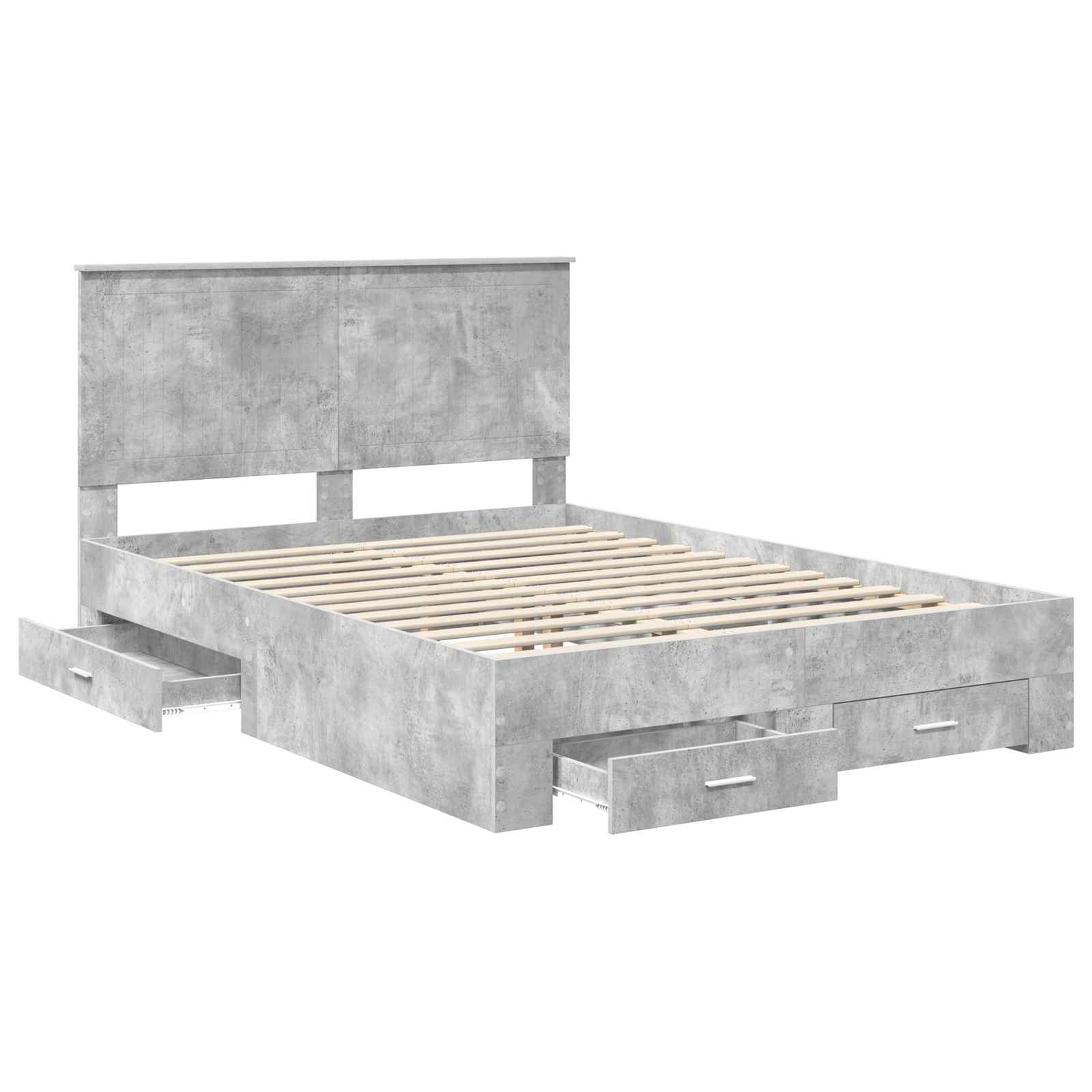 Krevetna konstrukcija s uzglavljem Betonski sivi 135 x 190 cm