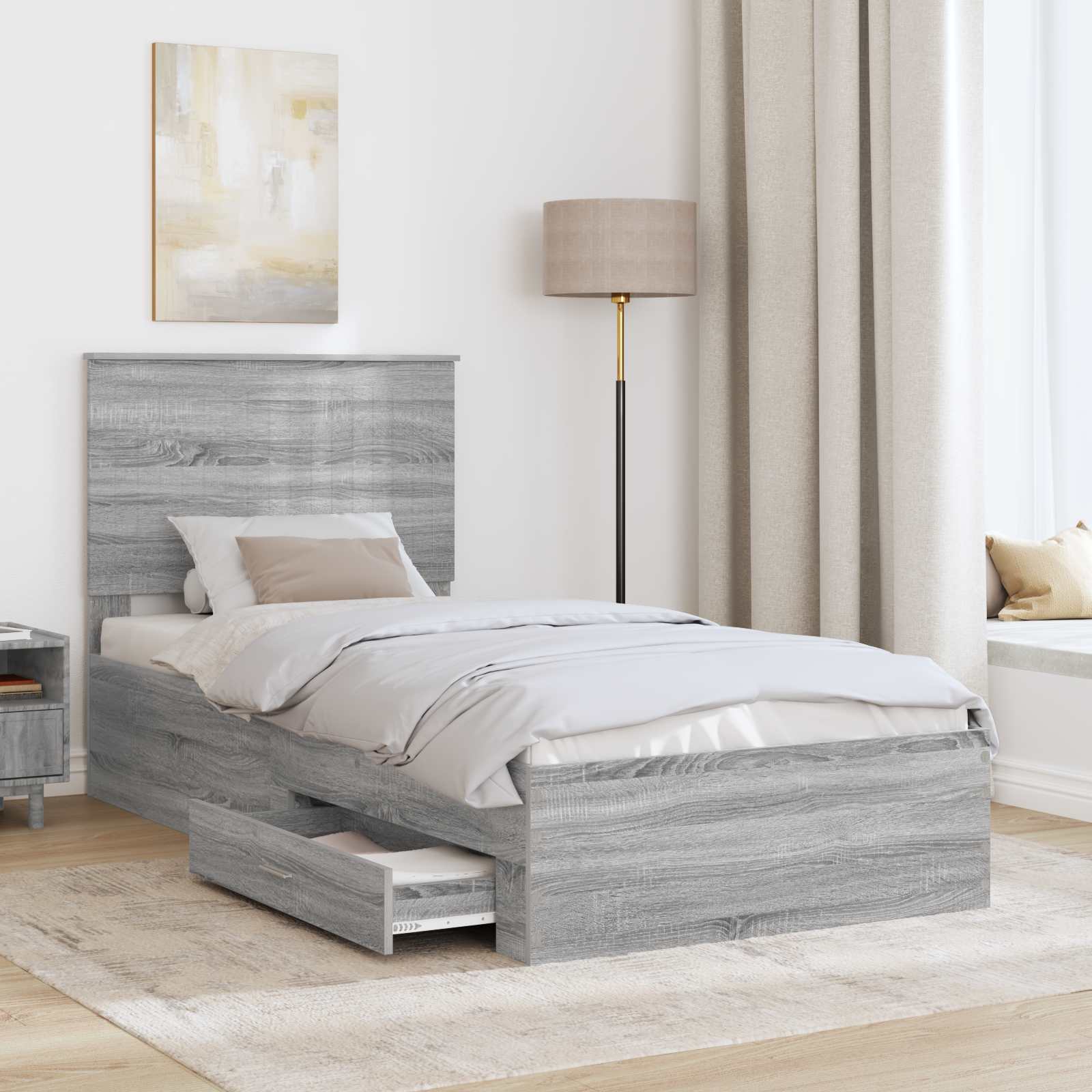 Krevetna konstrukcija Siva Sonoma 90 x 200 cm Konstruirano drvo