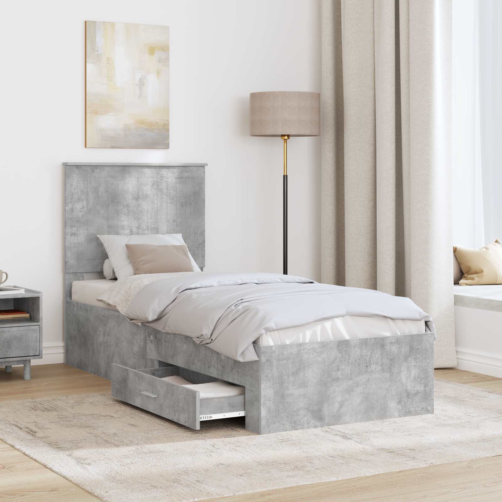 Krevetna konstrukcija Betonski sivi i srebrna 70 x 190 cm