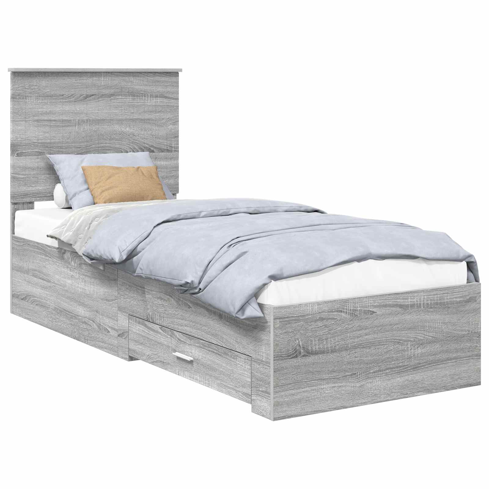 Krevetna konstrukcija Sivi Sonoma i srebrna 70 x 190 cm
