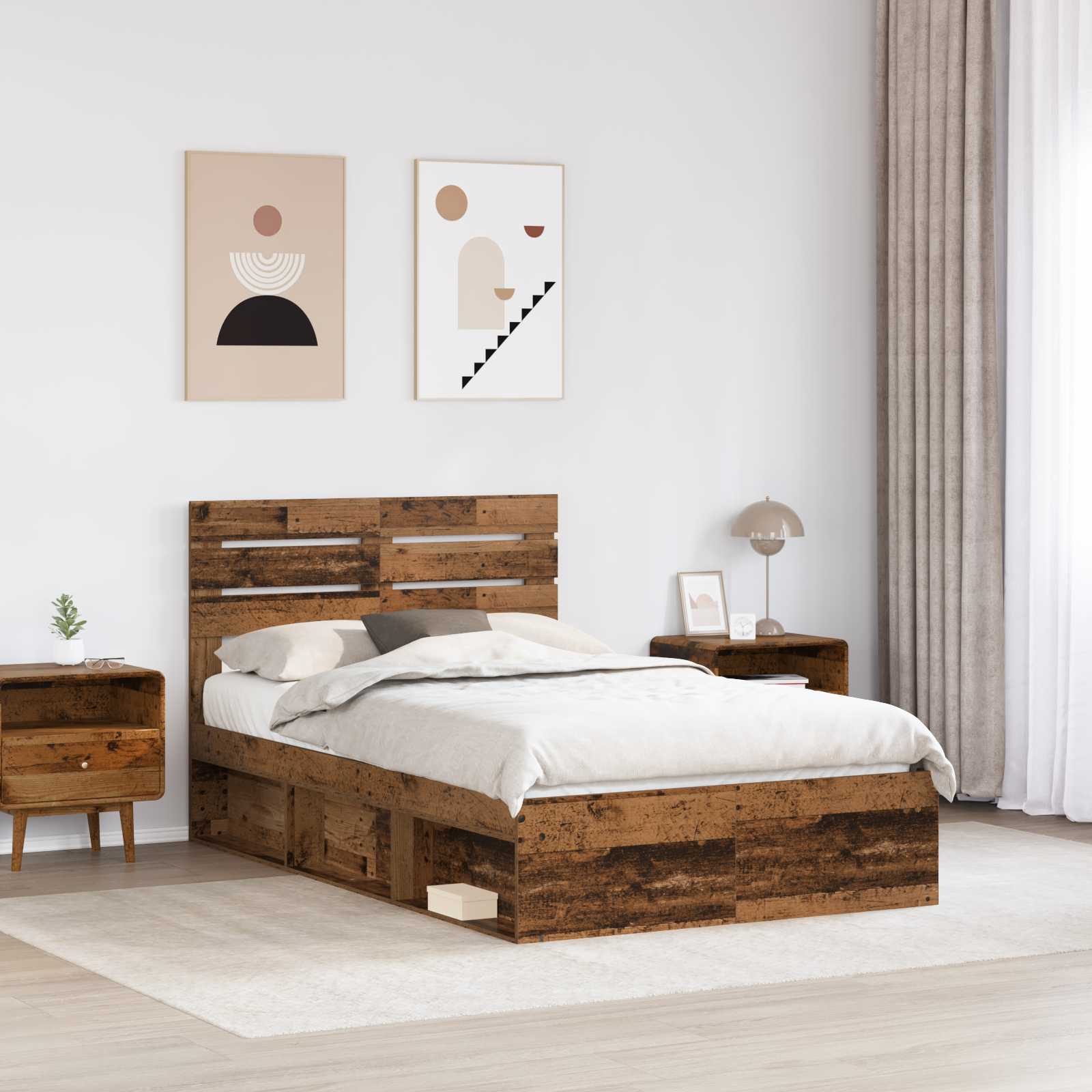 Krevetna konstrukcija s uzglavljem Staro drvo 120 x 200 cm