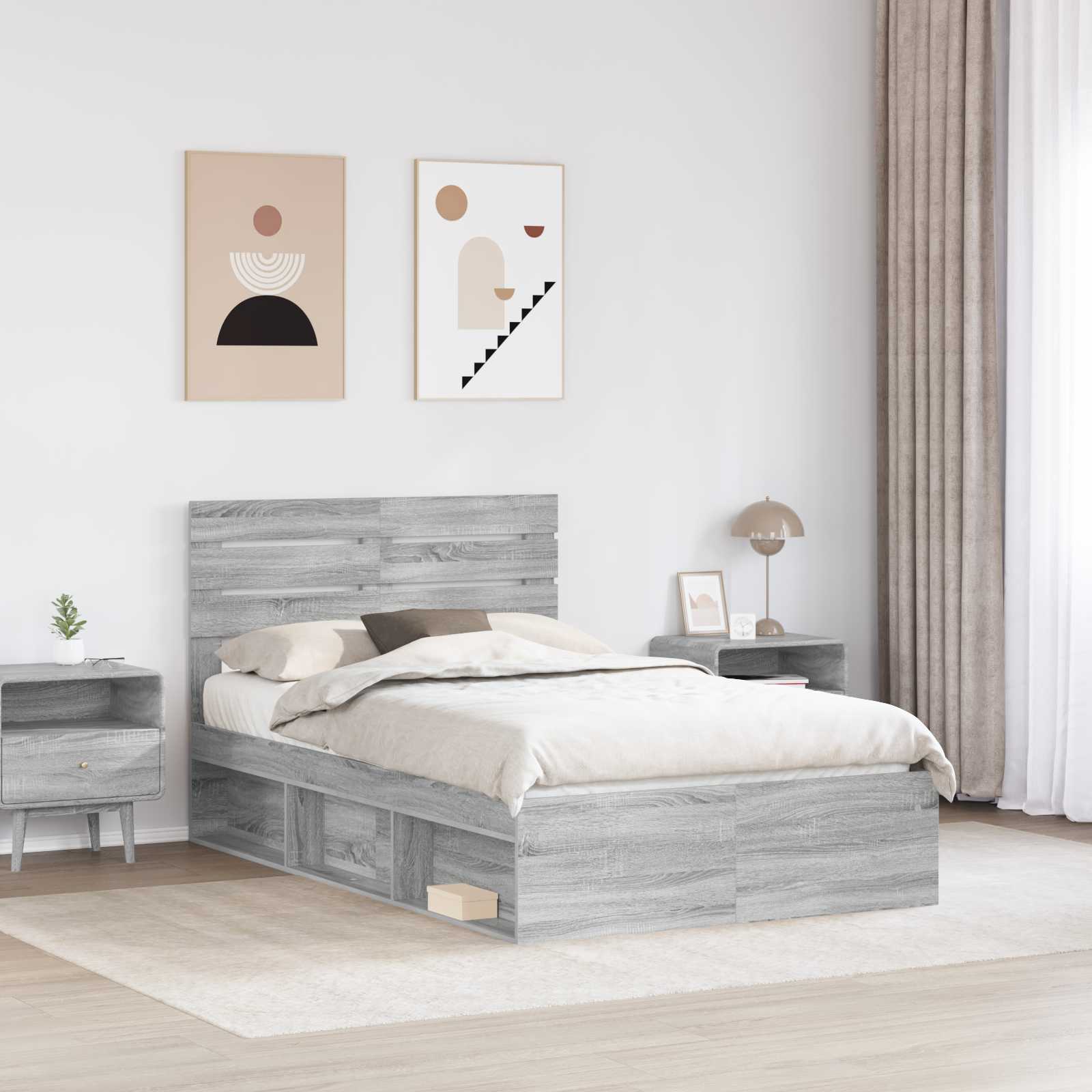 Krevetna konstrukcija s uzglavljem Siva Sonoma 120 x 190 cm