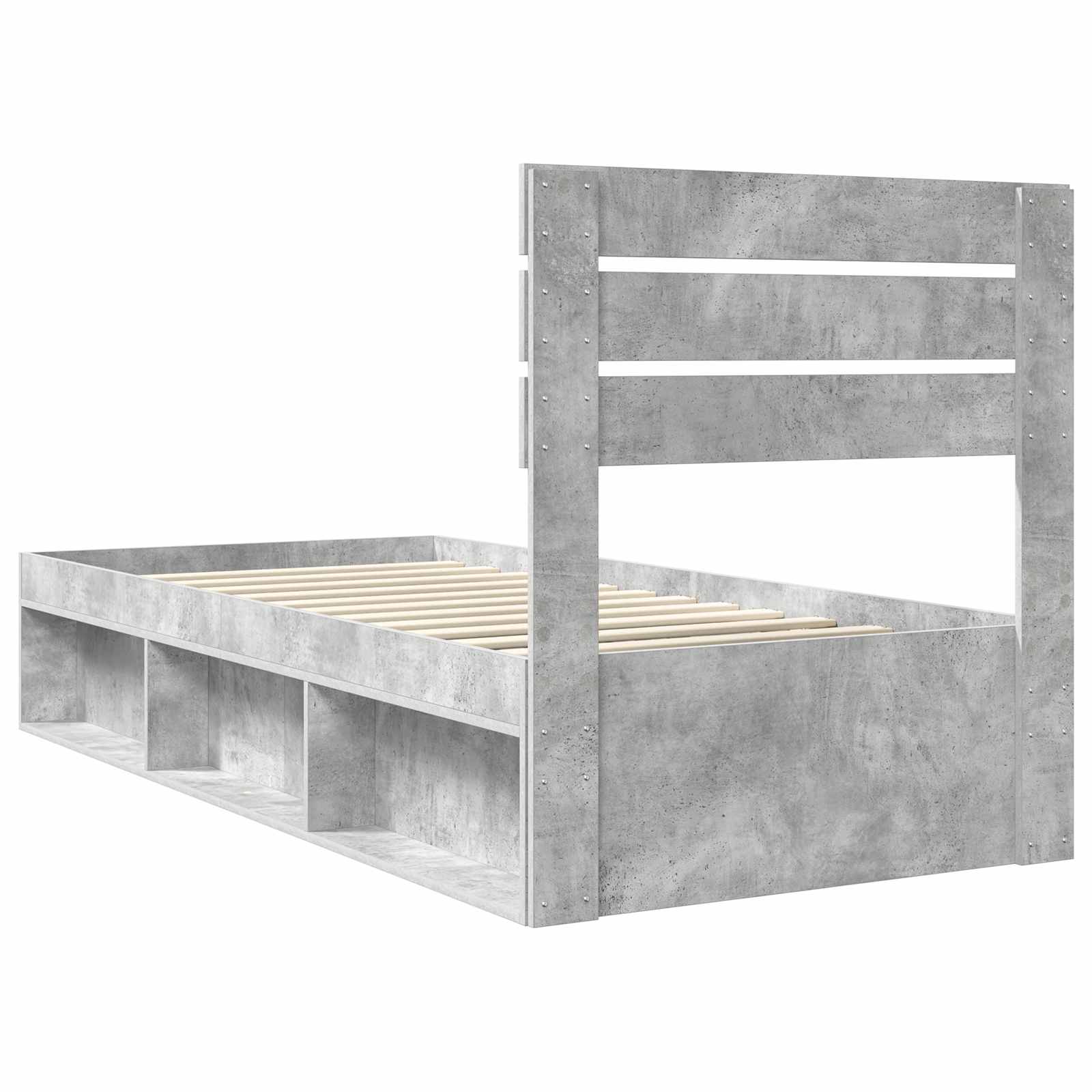 Krevetna konstrukcija s uzglavljem Betonska siva 100 x 200 cm