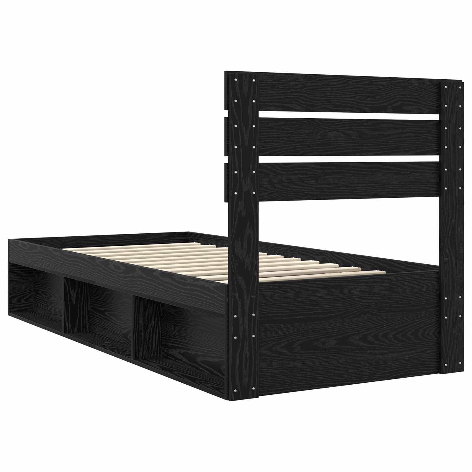 Krevetna konstrukcija Crna 90 x 200 cm Čvrsto borovo drvo