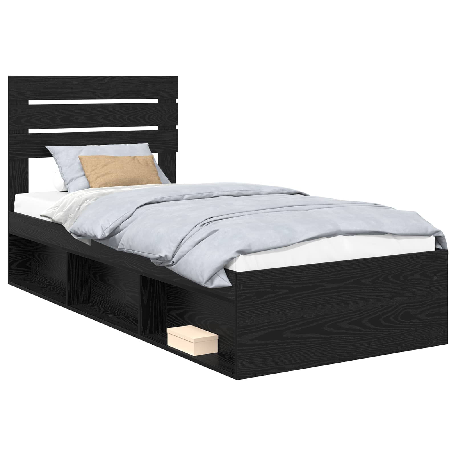 Krevetna konstrukcija Crna 90 x 190 cm Čvrsto borovo drvo