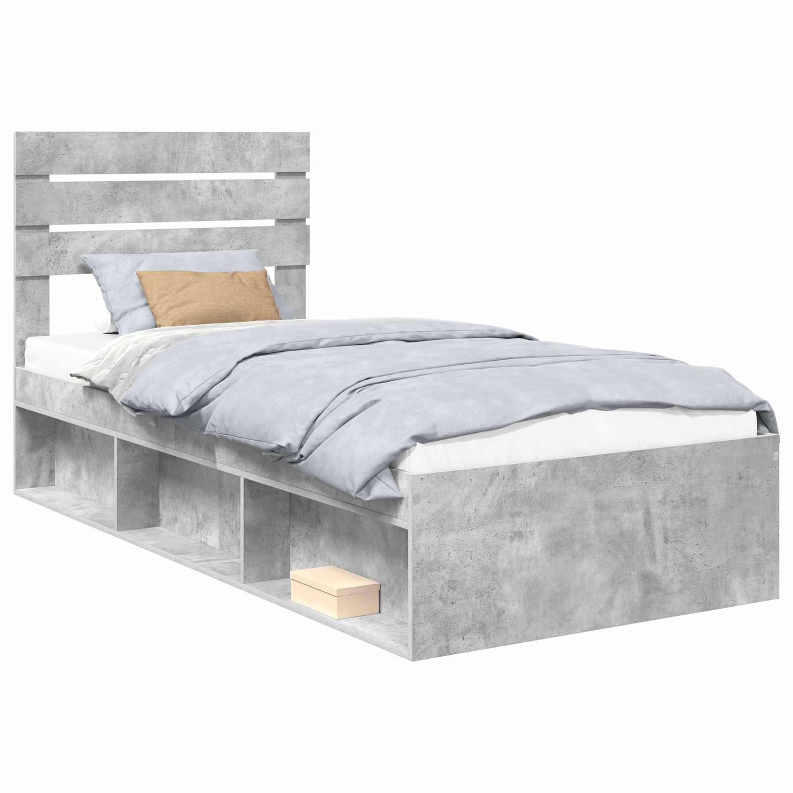Krevetna konstrukcija s uzglavljem Betonska siva 90 x 190 cm
