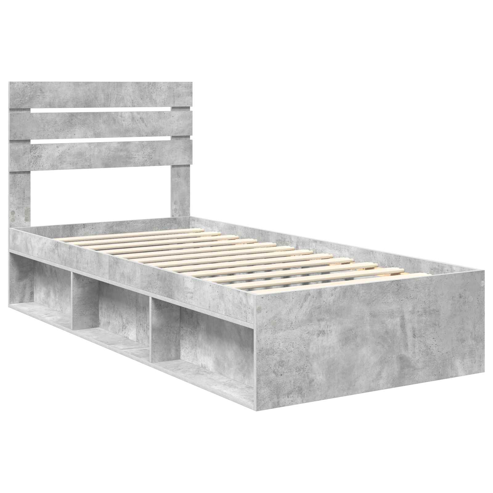 Krevetna konstrukcija s uzglavljem Betonska siva 90 x 190 cm