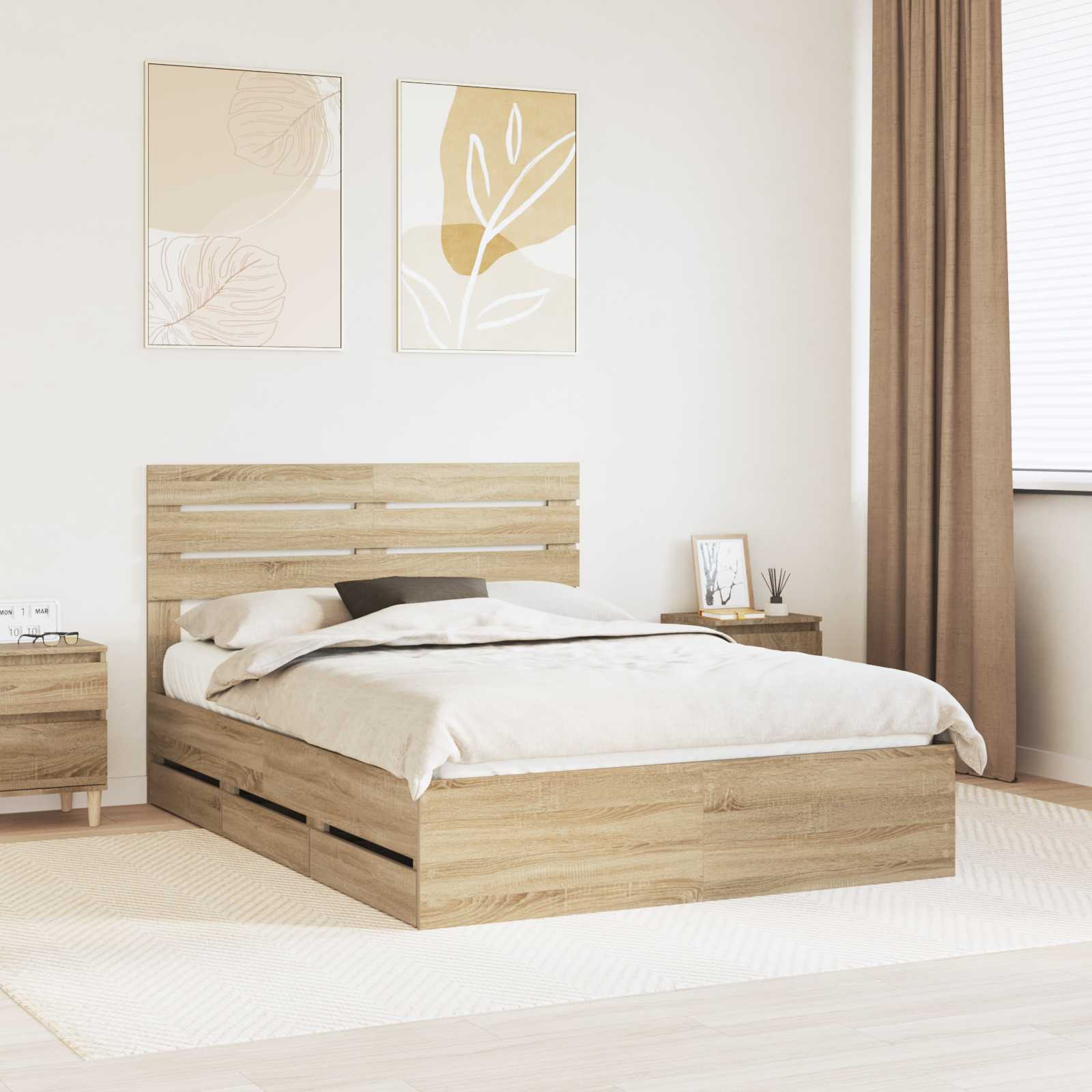 Krevetna konstrukcija s ladicama Sonoma hrast 150 x 200 cm