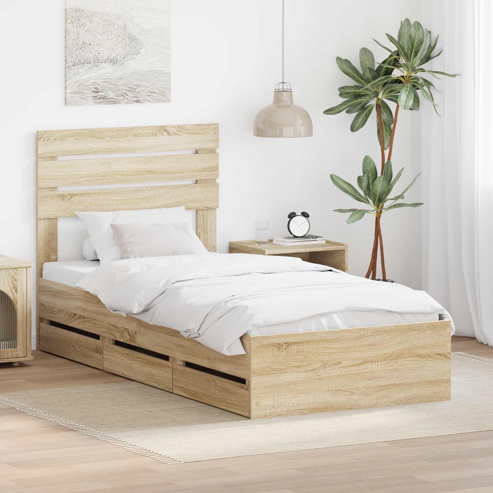 Krevetna konstrukcija s ladicama Sonoma hrast 100 x 200 cm