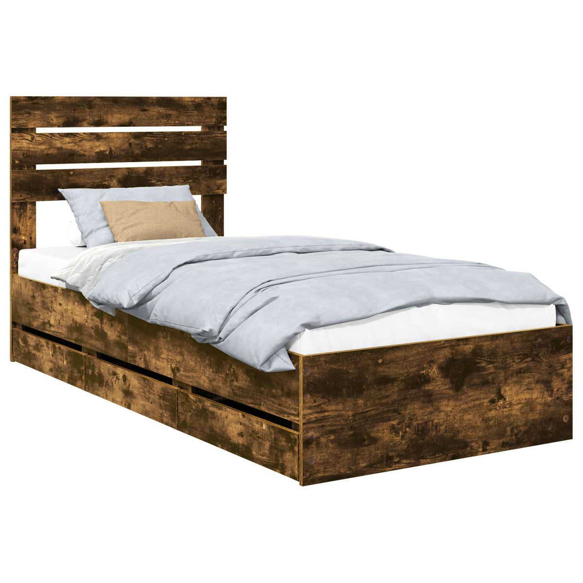 Krevetna konstrukcija s ladicama Dimljeni hrast 100 x 200 cm Smeđa 206 x 102 x 100 cm