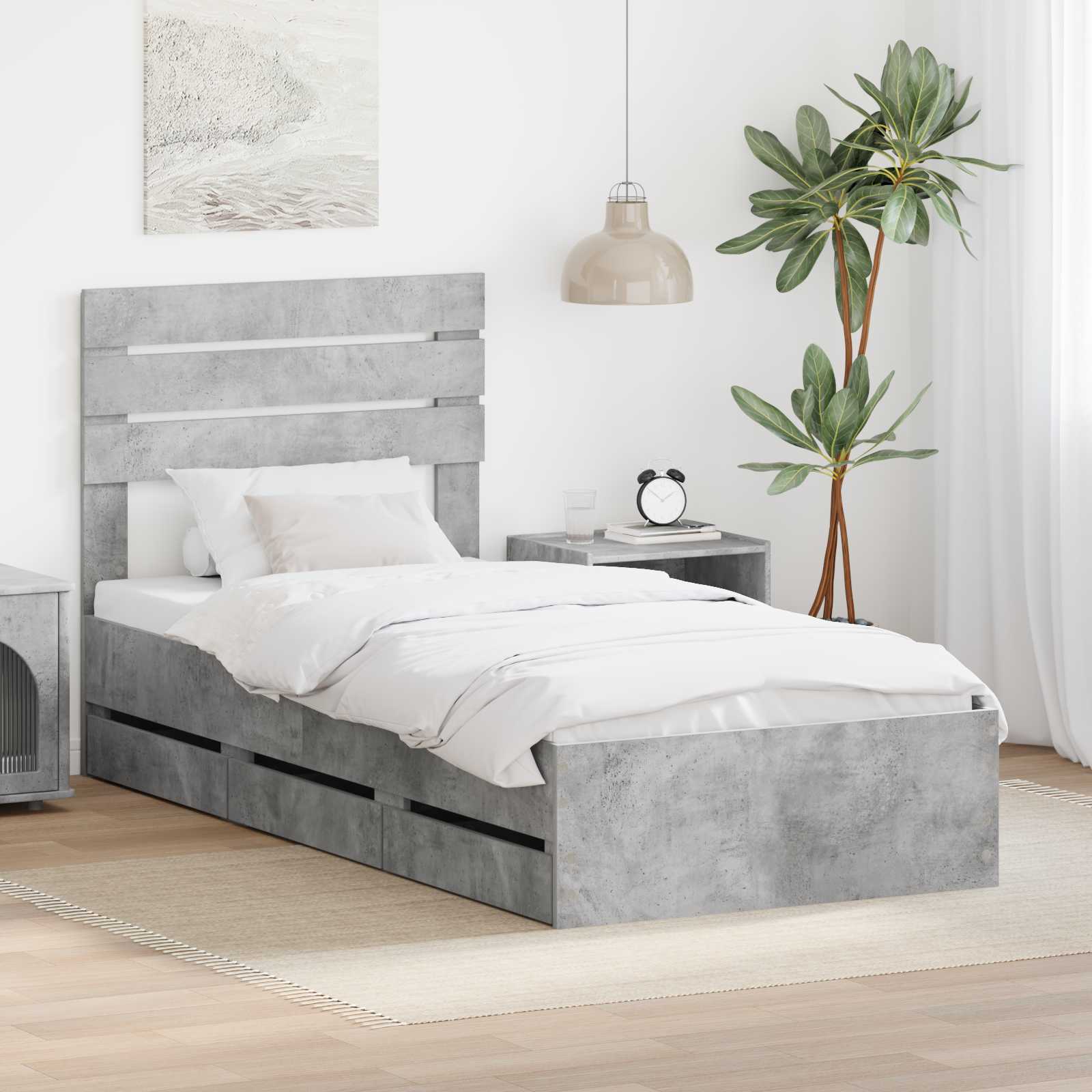 Krevetna konstrukcija s ladicama Betonski sivi 75 x 190 cm