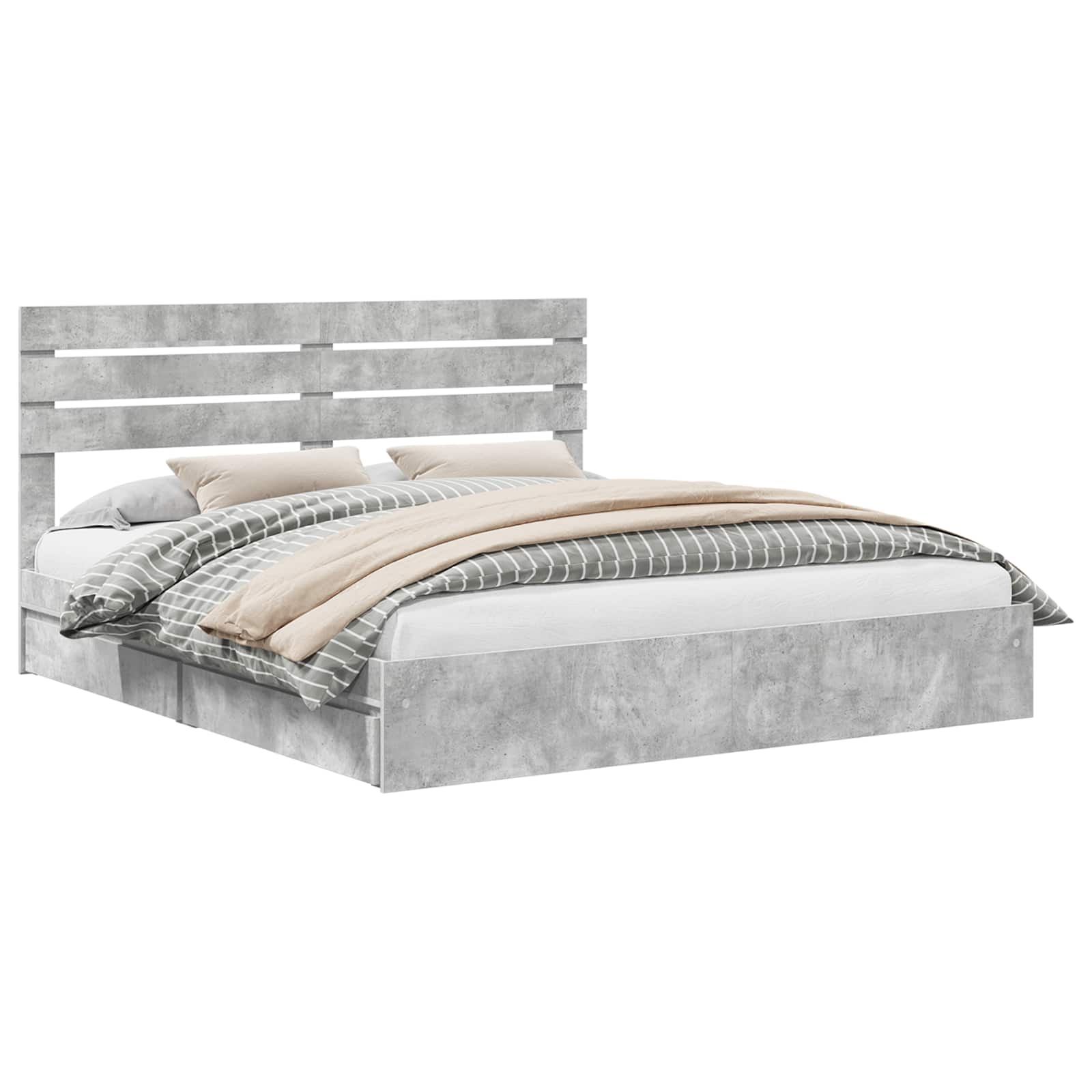 Krevet s od storage s uzglavljem Betonski sivi 200 x 200 cm