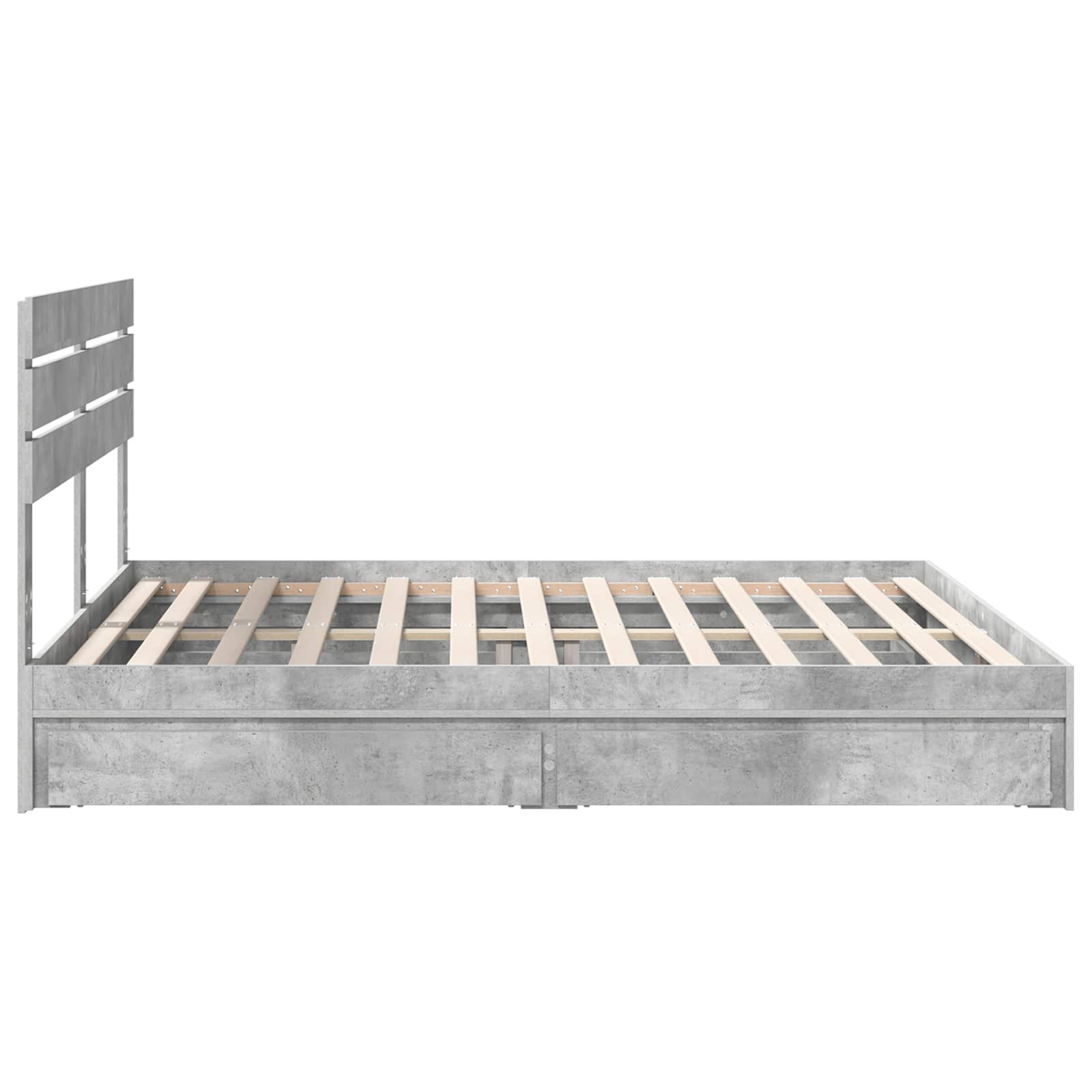 Krevet s od storage s uzglavljem Betonski sivi 200 x 200 cm