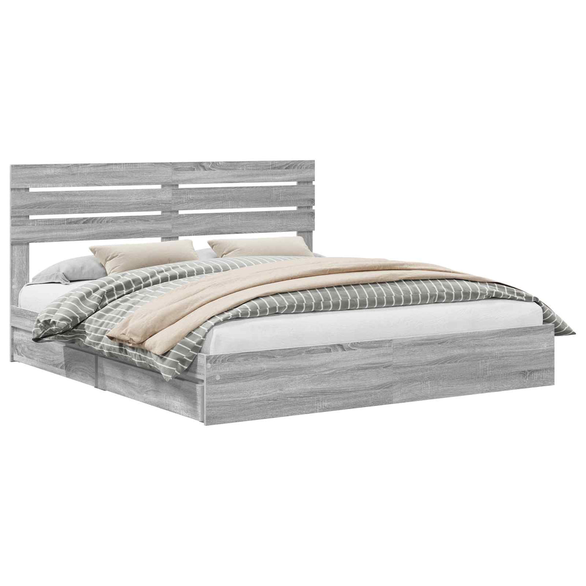 Krevet s od storage Siva Sonoma 200 x 200 cm Konstruirano drvo