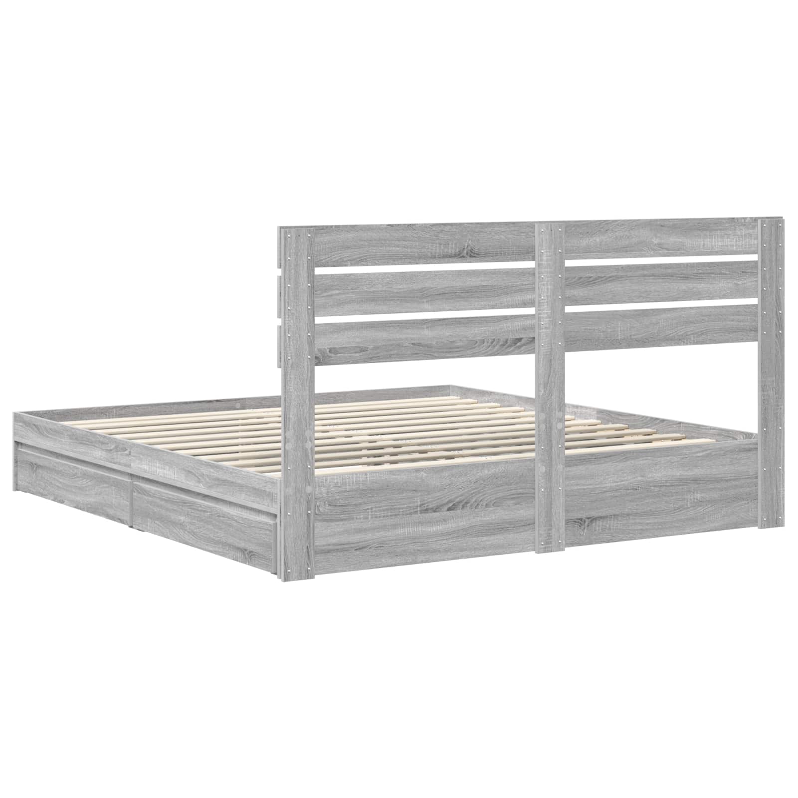 Krevet s od storage Siva Sonoma 200 x 200 cm Konstruirano drvo
