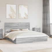 Krevet s od storage Siva Sonoma 180 x 200 cm Konstruirano drvo