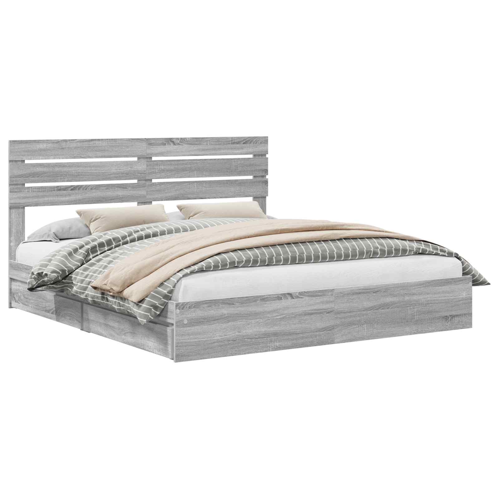 Krevet s od storage Siva Sonoma 180 x 200 cm Konstruirano drvo