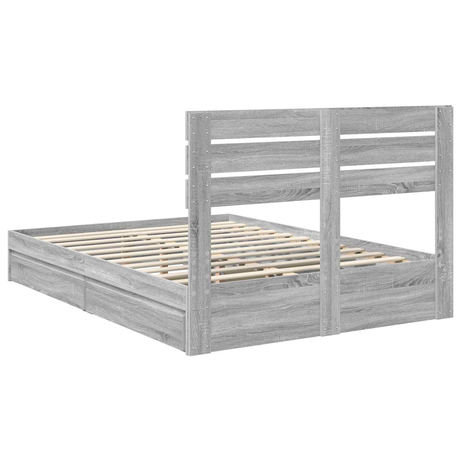 Krevet s od storage Siva Sonoma 160 x 200 cm Konstruirano drvo
