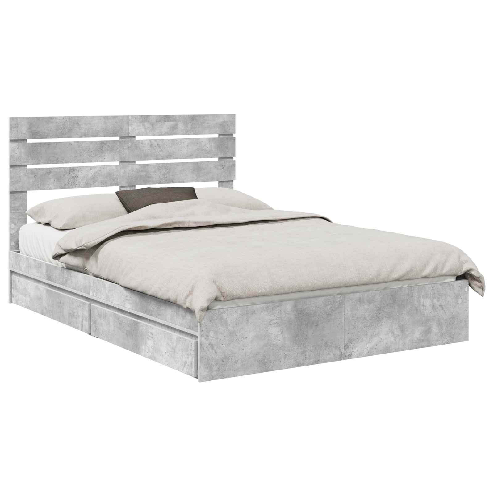 Krevet s od storage s uzglavljem Betonski sivi 150 x 200 cm