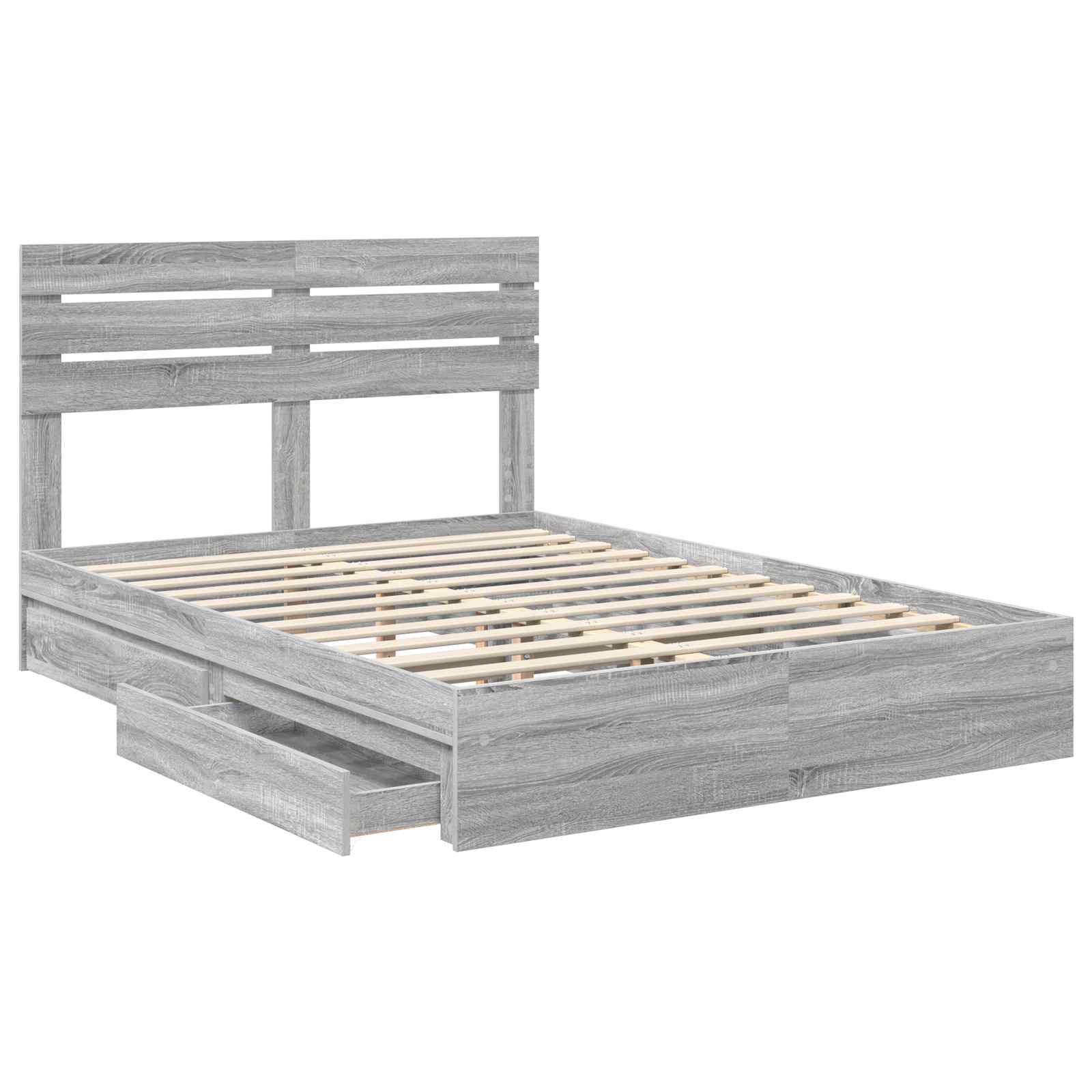 Krevet s od storage Siva Sonoma 140 x 200 cm Konstruirano drvo