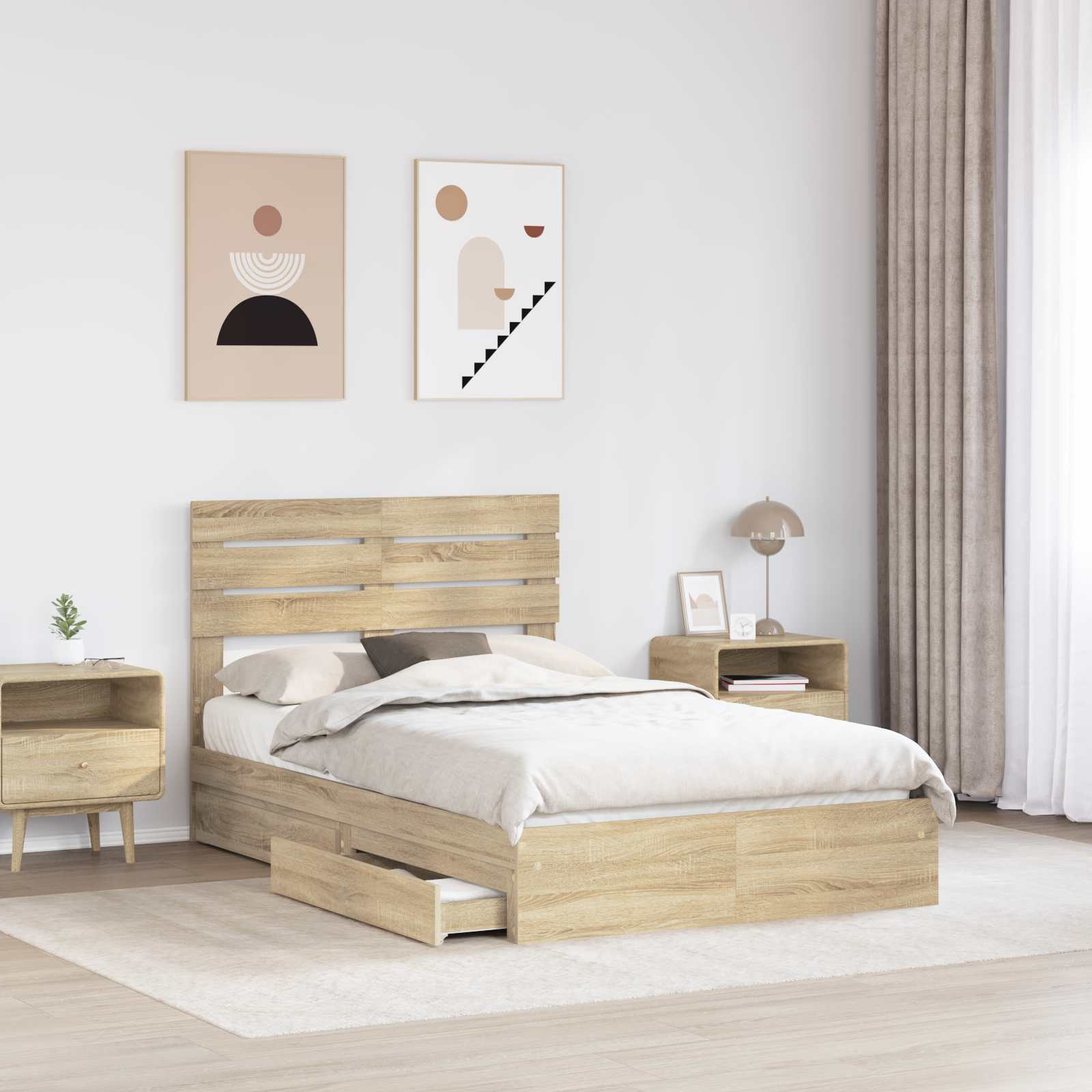 Krevet s od storage Sonoma hrast 135 x 190 cm Konstruirano drvo