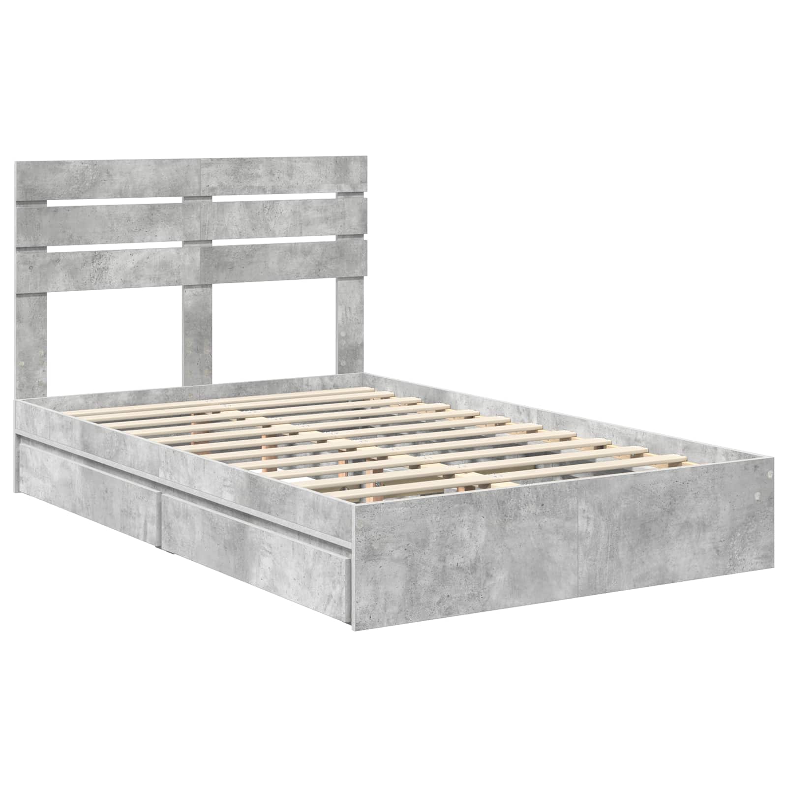 Krevet s od storage s uzglavljem Betonski sivi 135 x 190 cm
