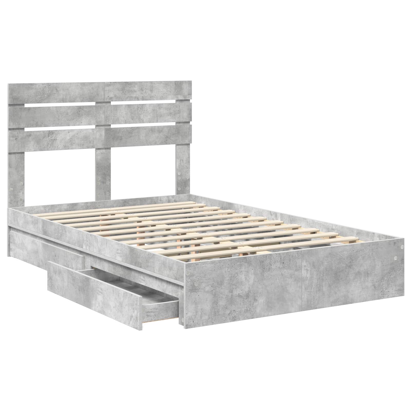 Krevet s od storage s uzglavljem Betonski sivi 135 x 190 cm