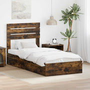 Krevet s od storage s ladicama Dimljeni hrast 100 x 200 cm