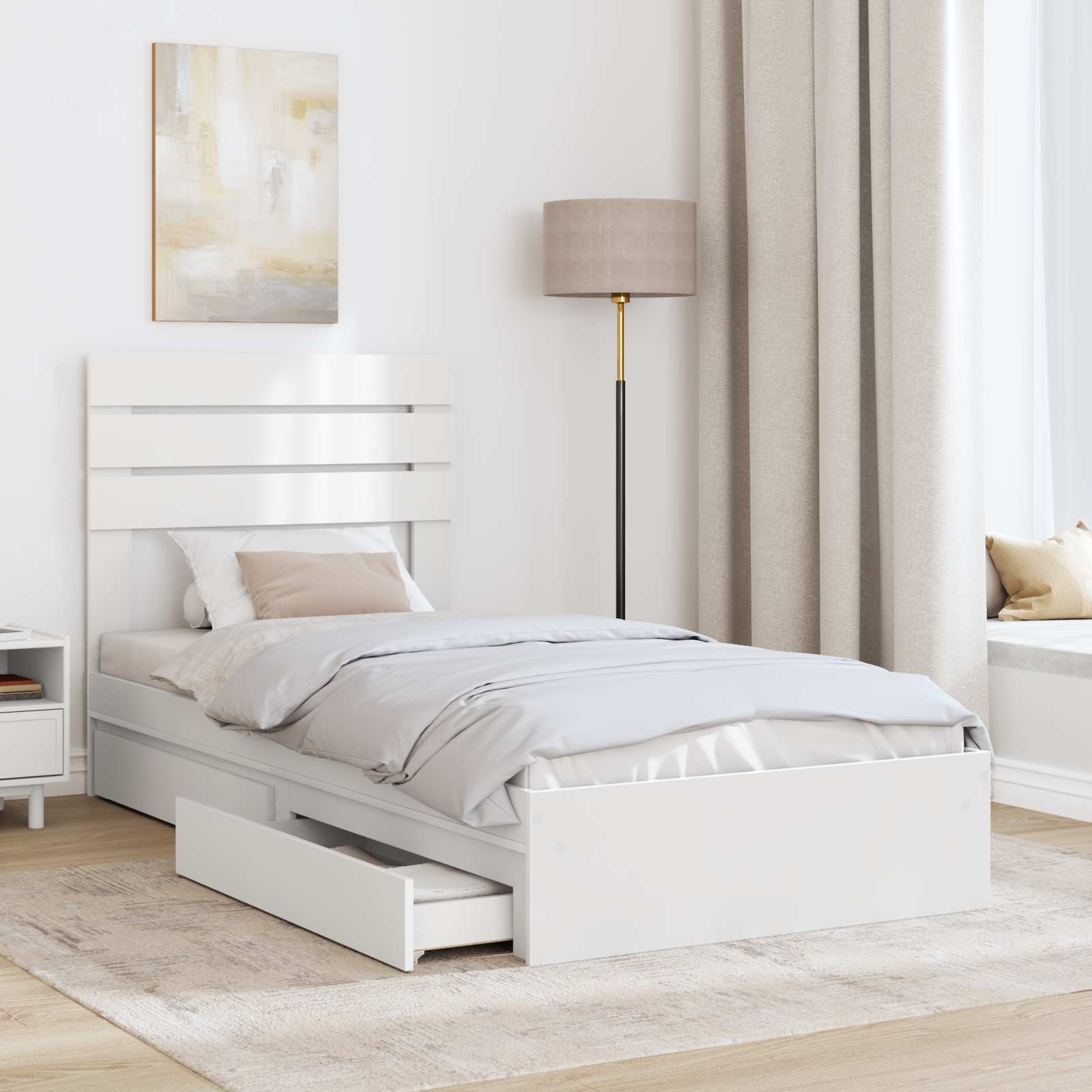 Krevet s od storage Bijelo 90 x 200 cm Konstruirano drvo