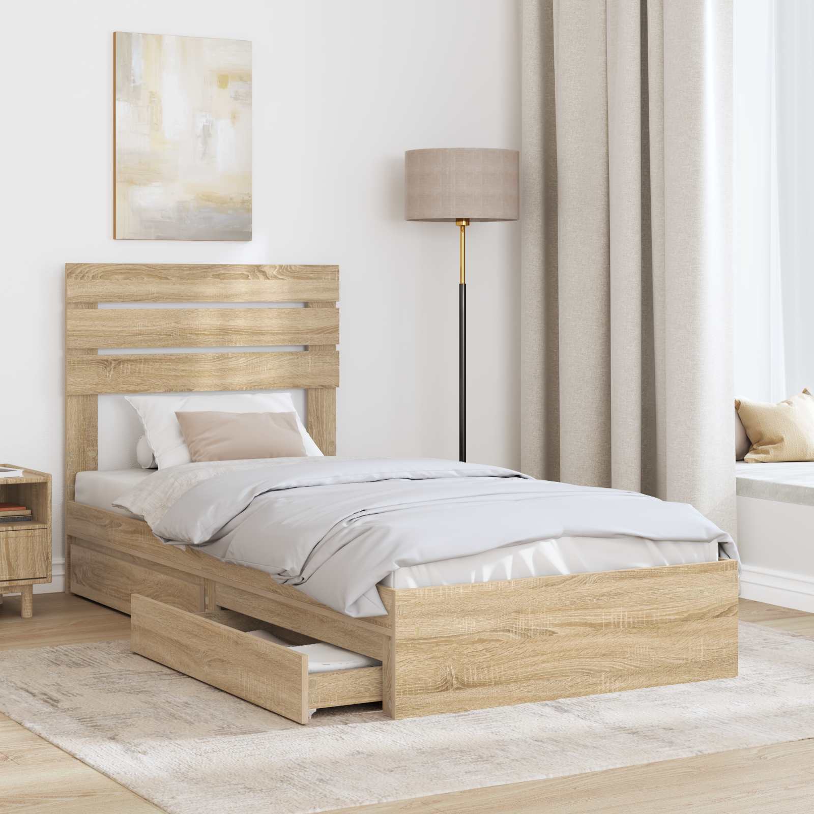 Krevet s od storage Sonoma hrast 90 x 190 cm Konstruirano drvo