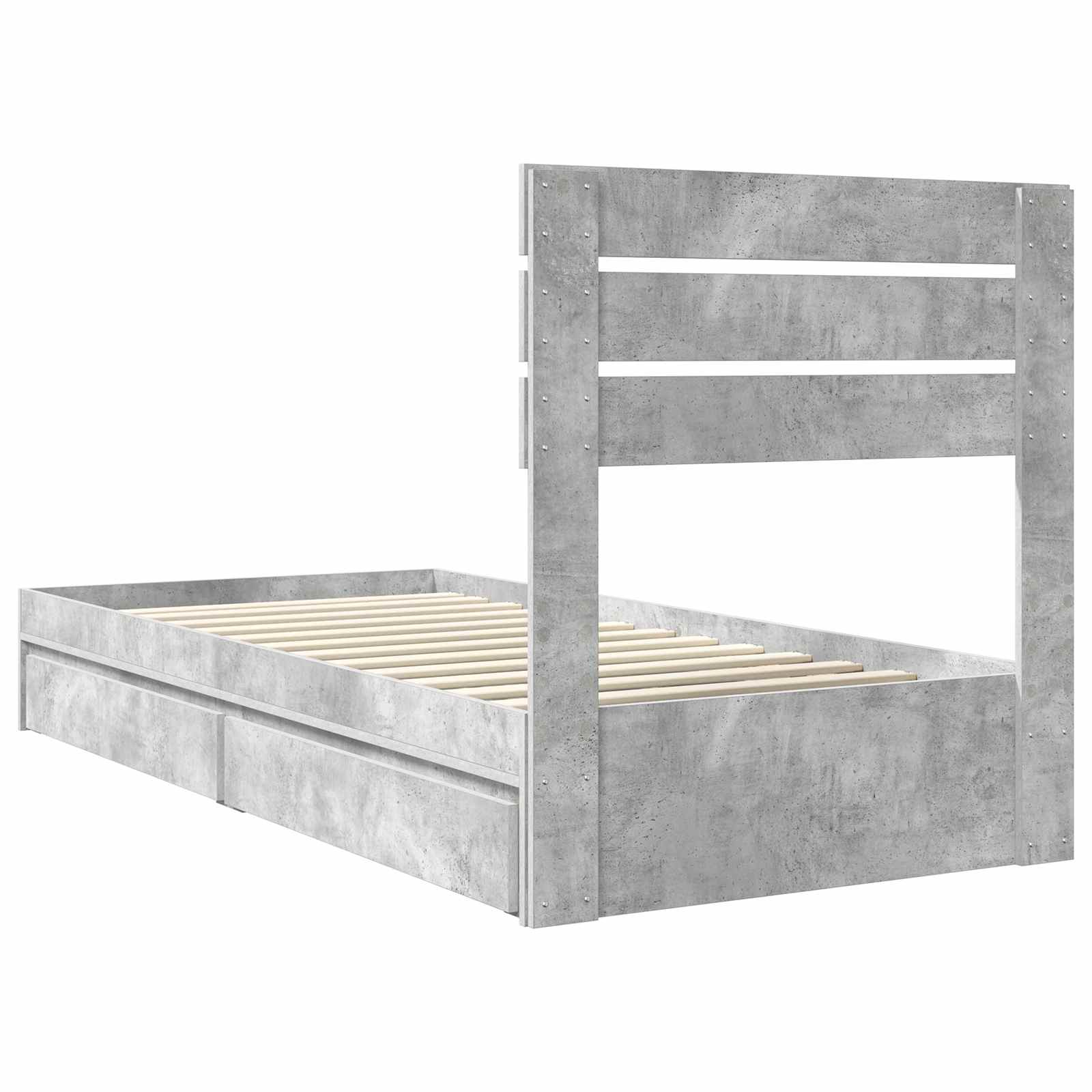 Krevet s od storage Betonski sivi 90 x 190 cm Konstruirano drvo