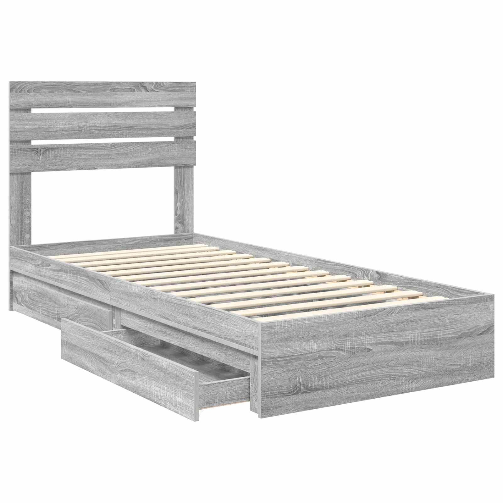 Krevet s od storage Siva Sonoma 90 x 190 cm Konstruirano drvo