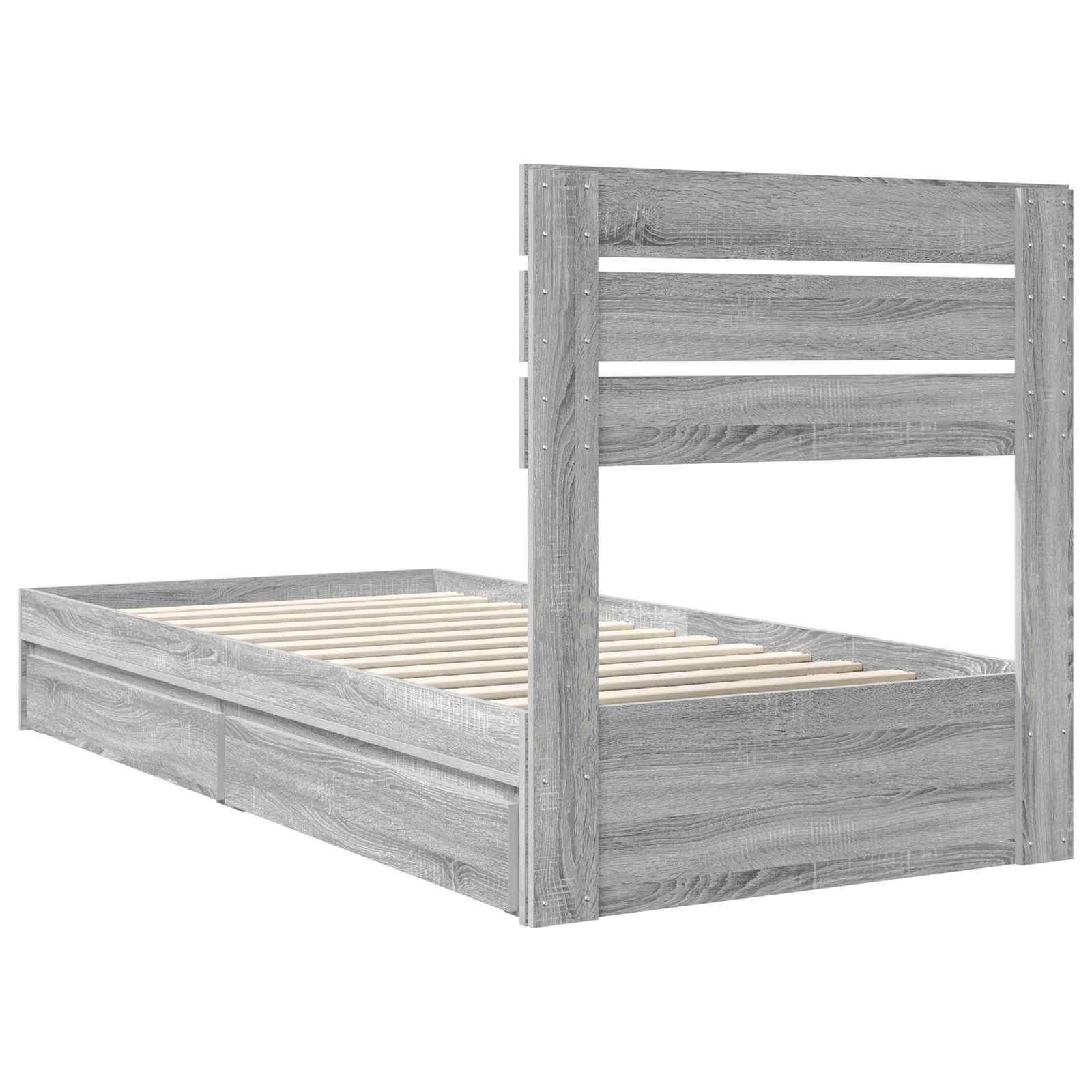 Krevet s od storage Siva Sonoma 90 x 190 cm Konstruirano drvo