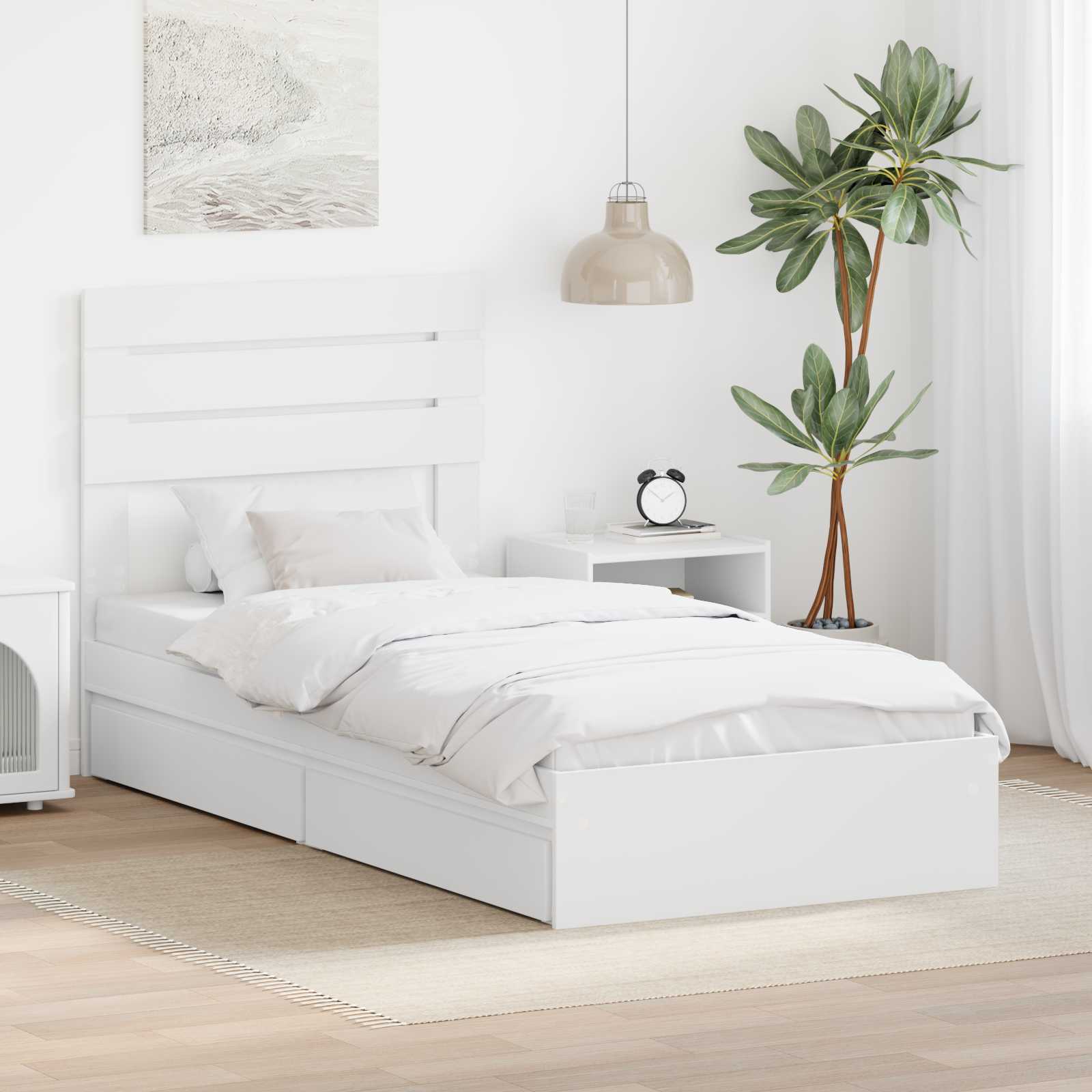 Krevet s od storage Bijelo 75 x 190 cm Konstruirano drvo