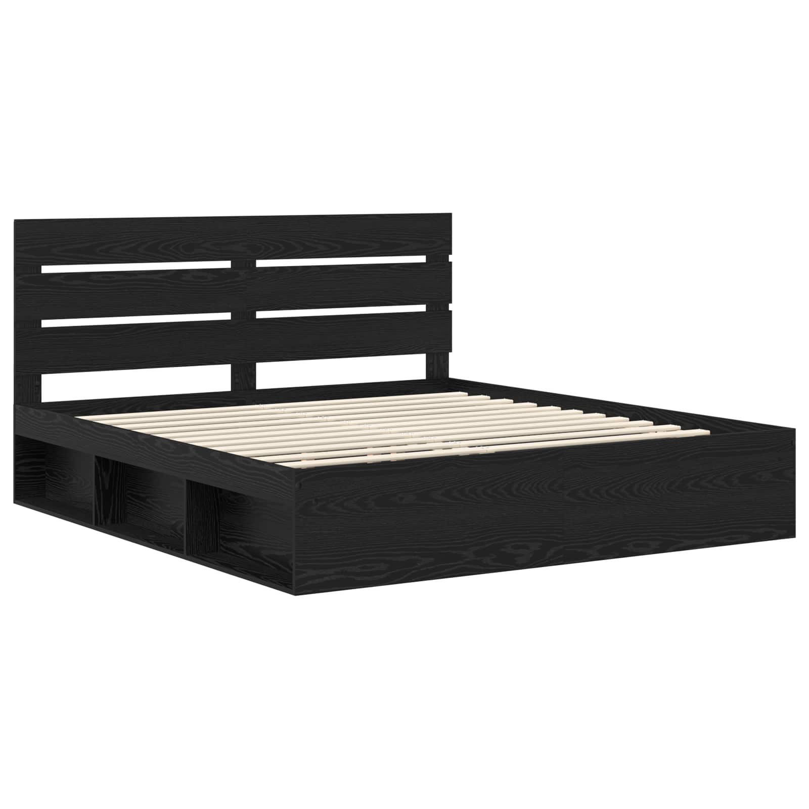 Krevetna konstrukcija Crna 200 x 200 cm Čvrsto borovo drvo